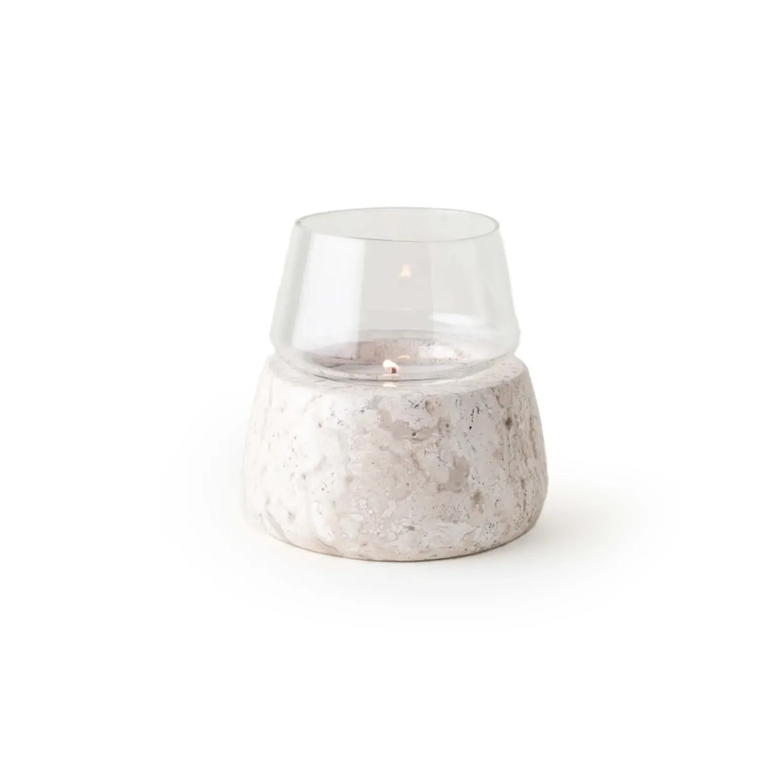 Vaina Medium Candle Holder - Travertine, Marble