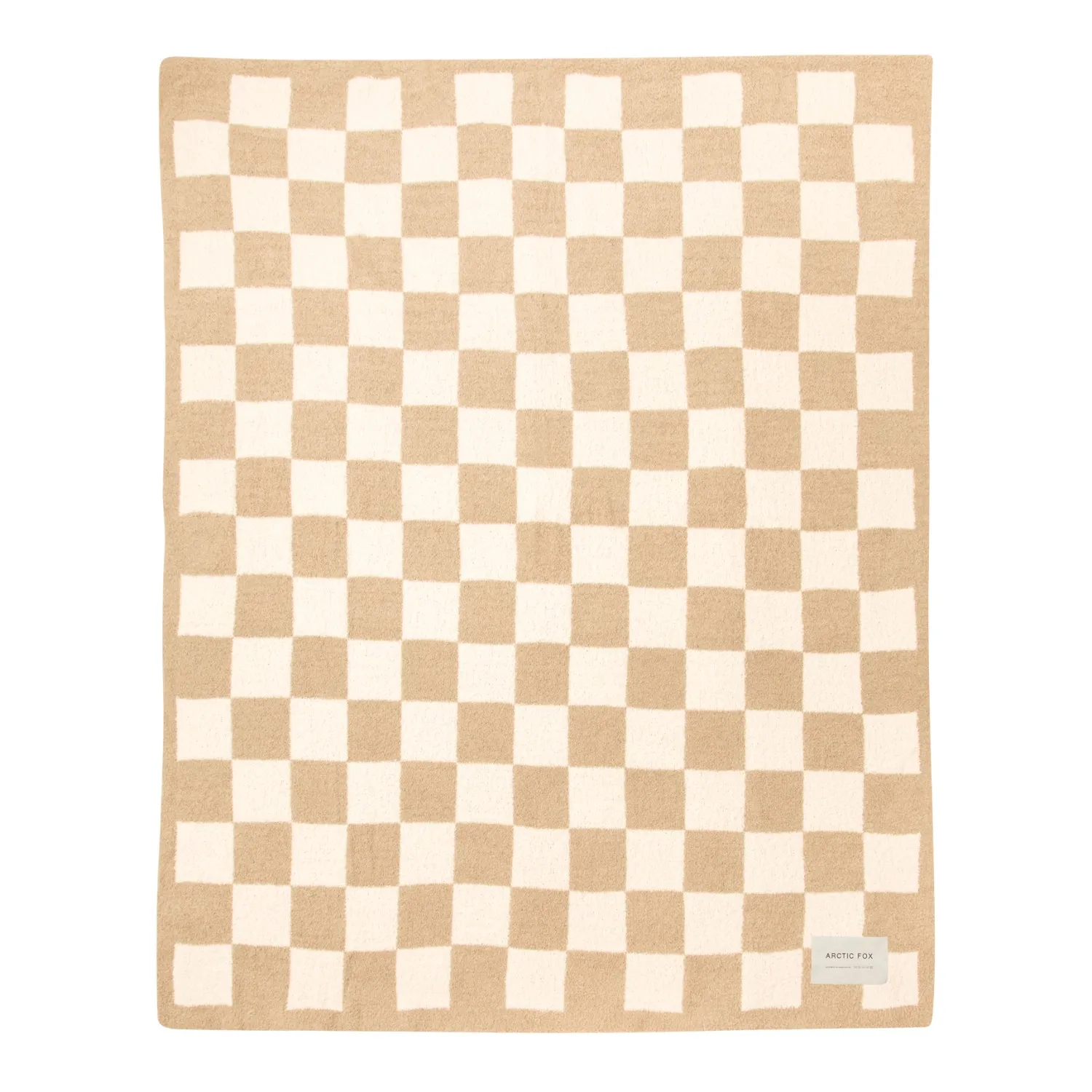 Teddy Throw with Checkerboard Design - White, Recycled Polyester image