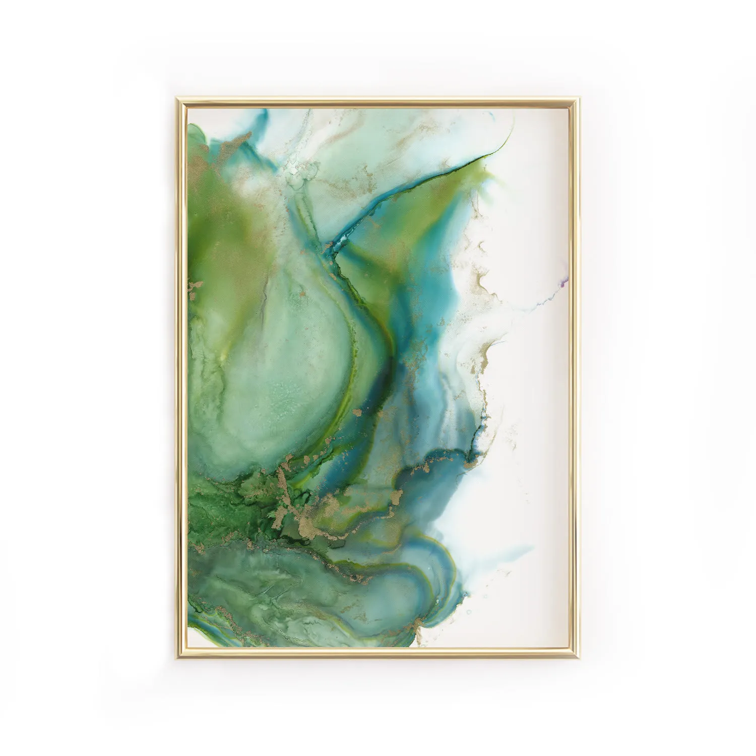 Green Peacock A0 Fine Art Print - Green, Gold