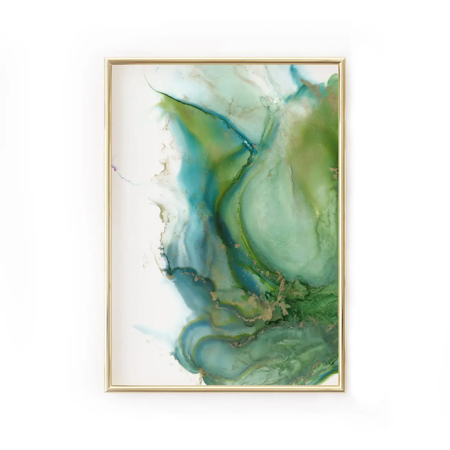 Green Peacock A2 Fine Art Print - Green, Gold