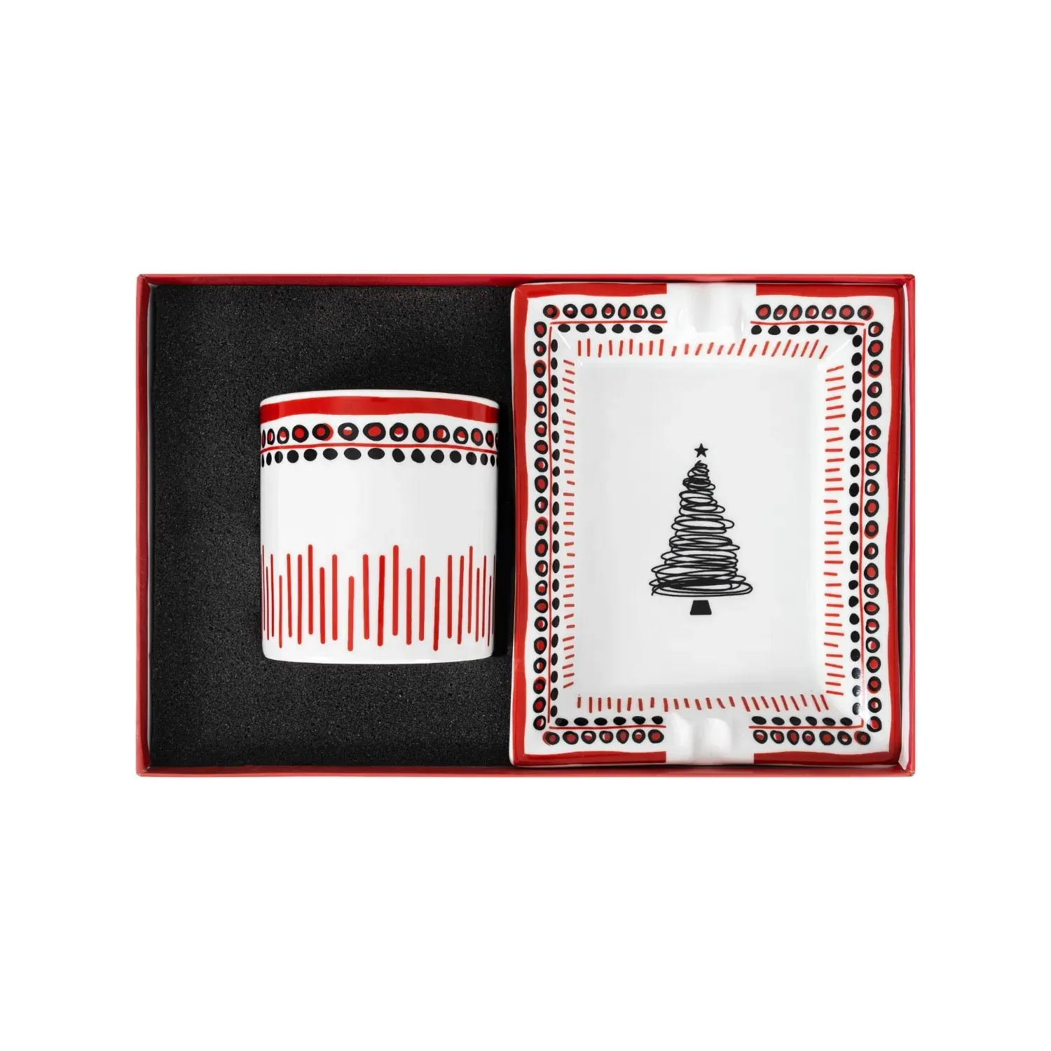 Holiday Collection Candle & Ashtray Set - Red, Porcelain
