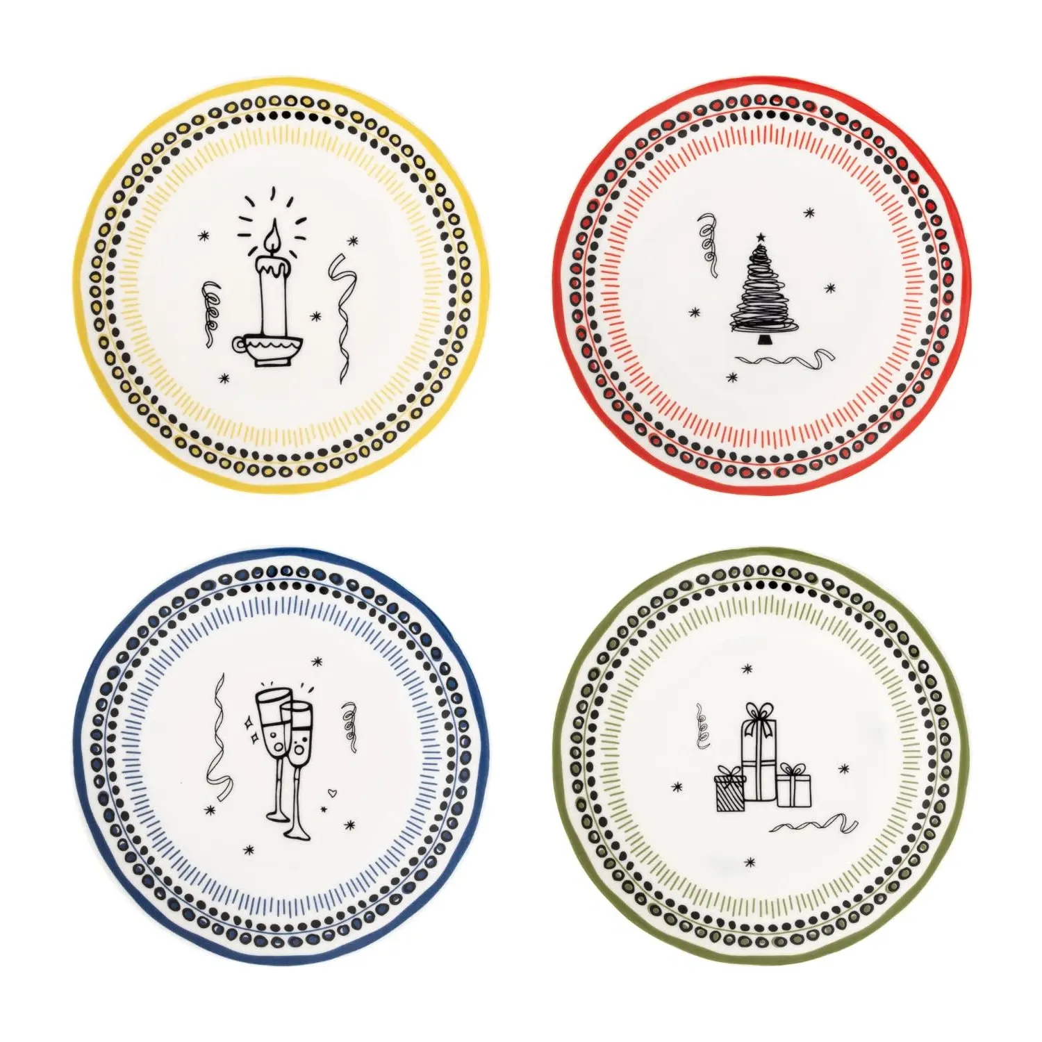 Holiday Collection Dessert Plate Set Of Four - Porcelain