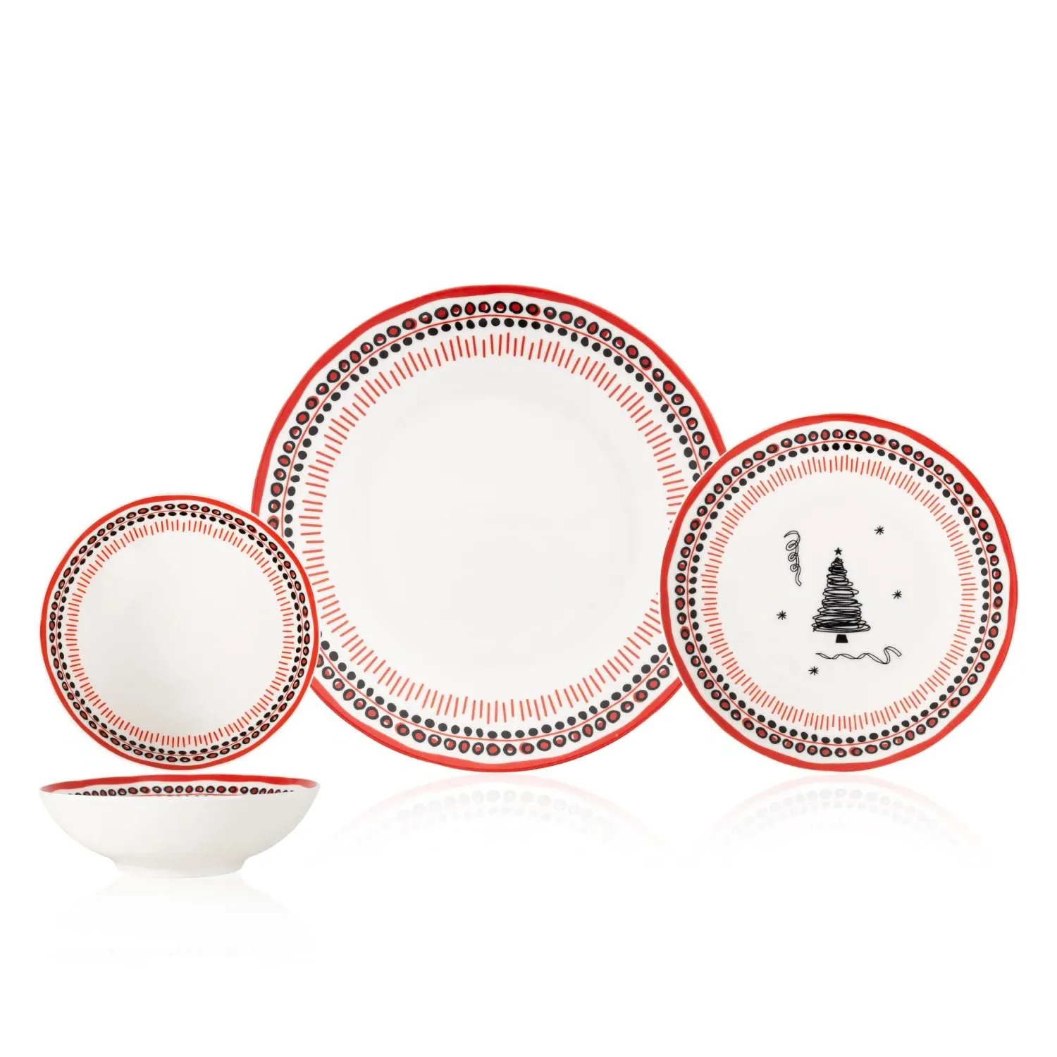 Holiday Collection Dinnerware Set of Twelve - Red