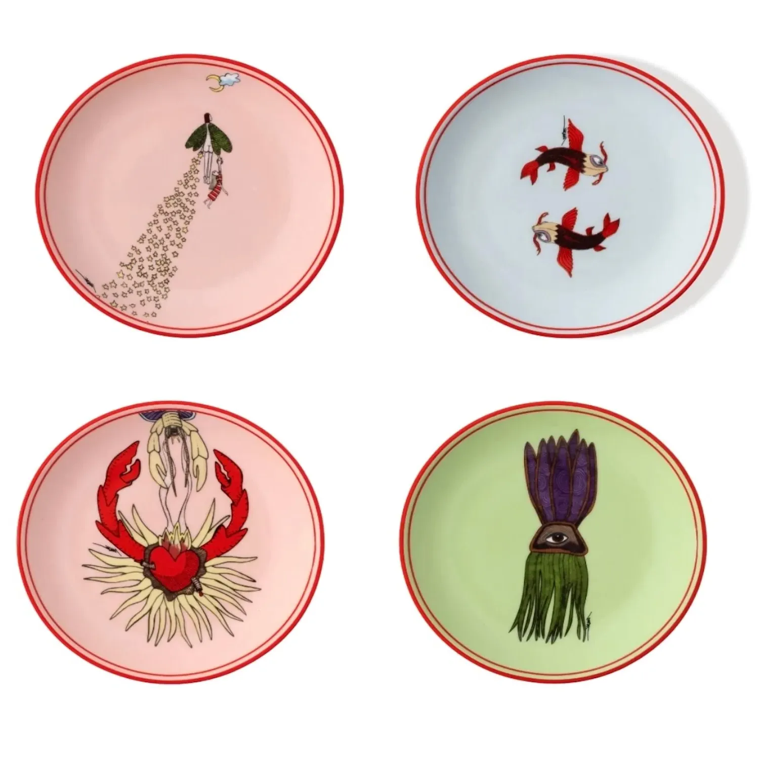 I Believe In Good Collection Appetizer Plate Set - White, Porcelain