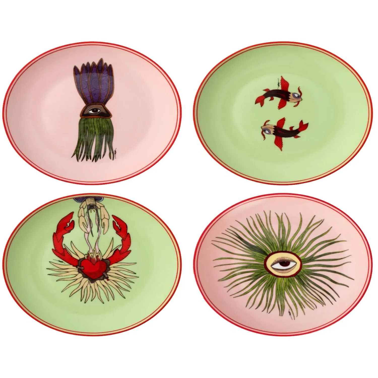 I Believe In Good Collection Dessert Plate Set - White, Porcelain