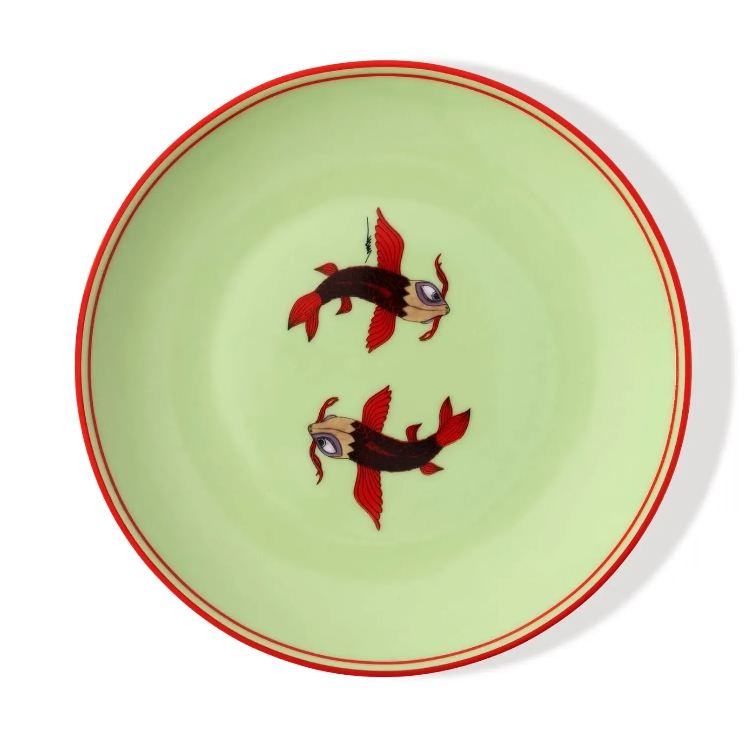 I Believe In Good Collection Fish Dessert Plate - Green, Porcelain