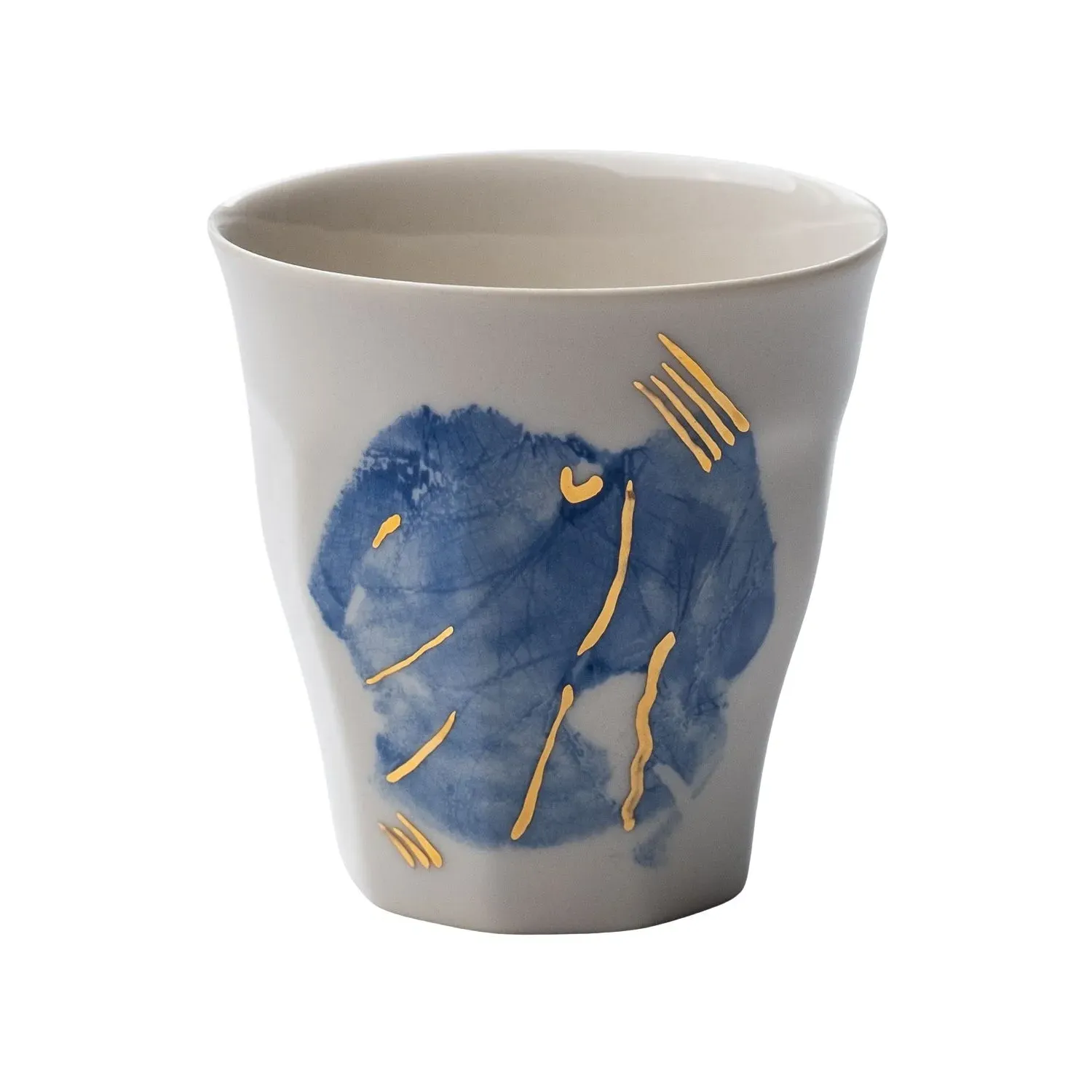 Aya Handcrafted Porcelain Cup - Gold/Blue/White
