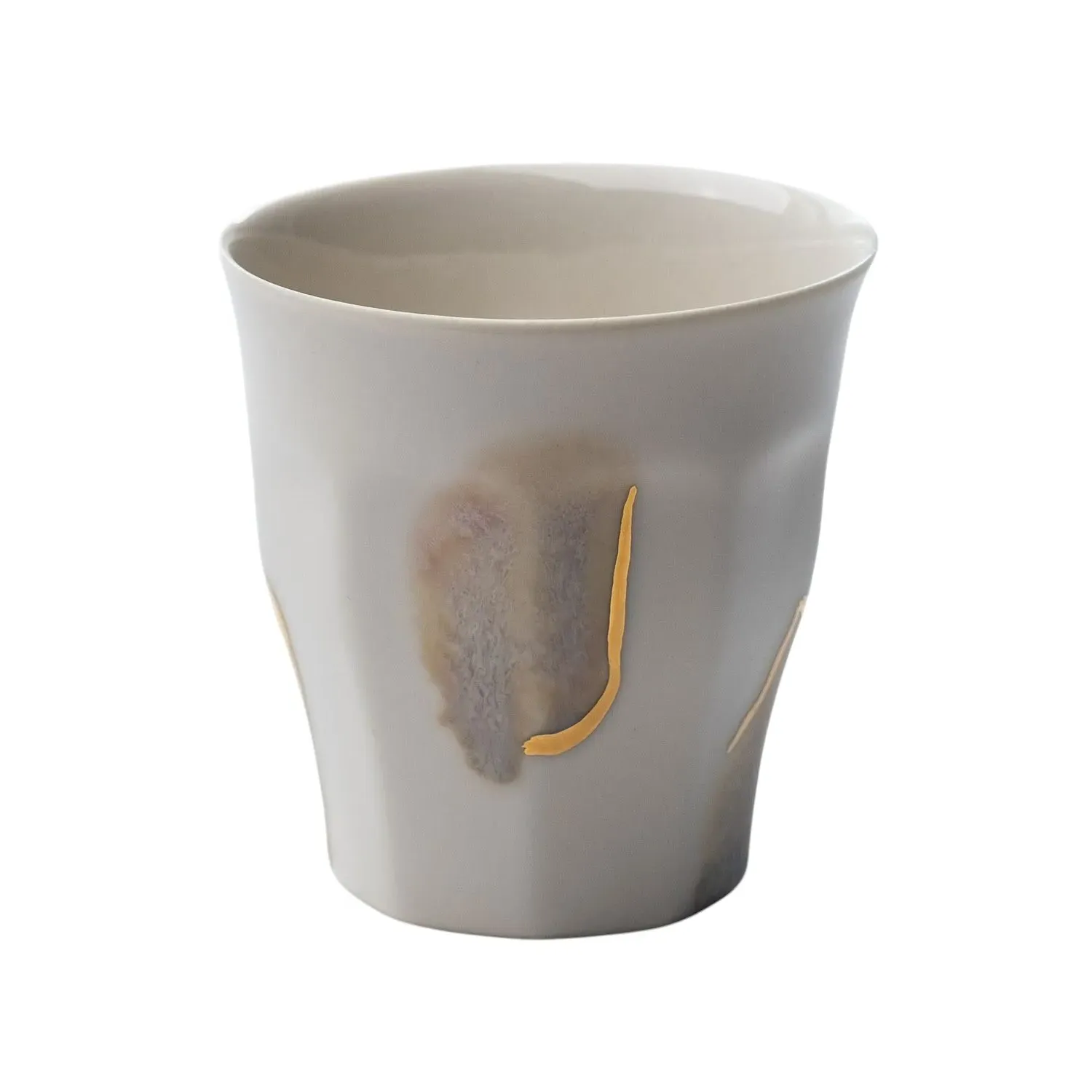 Aya Lumina Handcrafted Porcelain Cup - Gold, White