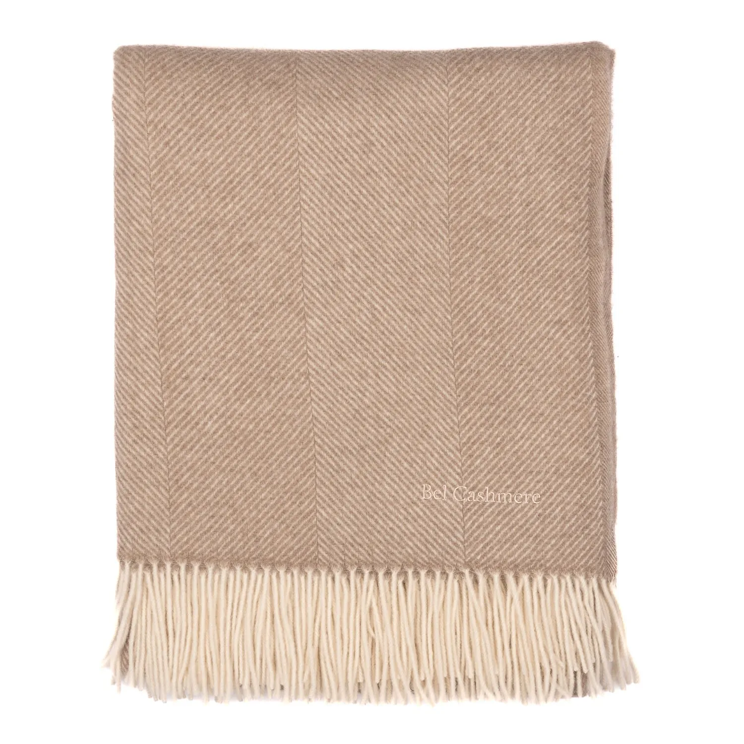 Herringbone Cashmere Large Blanket - Beige/Brown image
