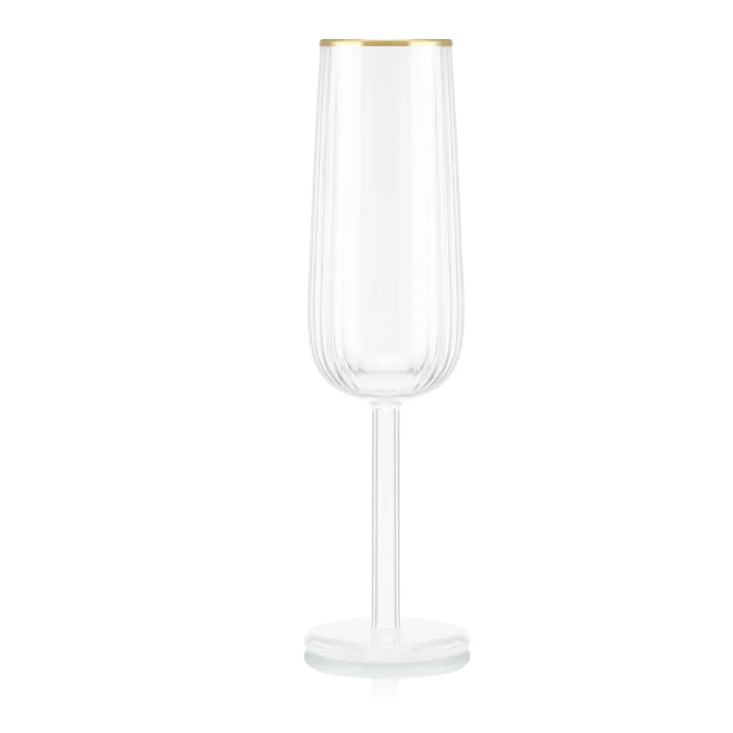 Douro Double Wall Champagne Flute Glass Set - White