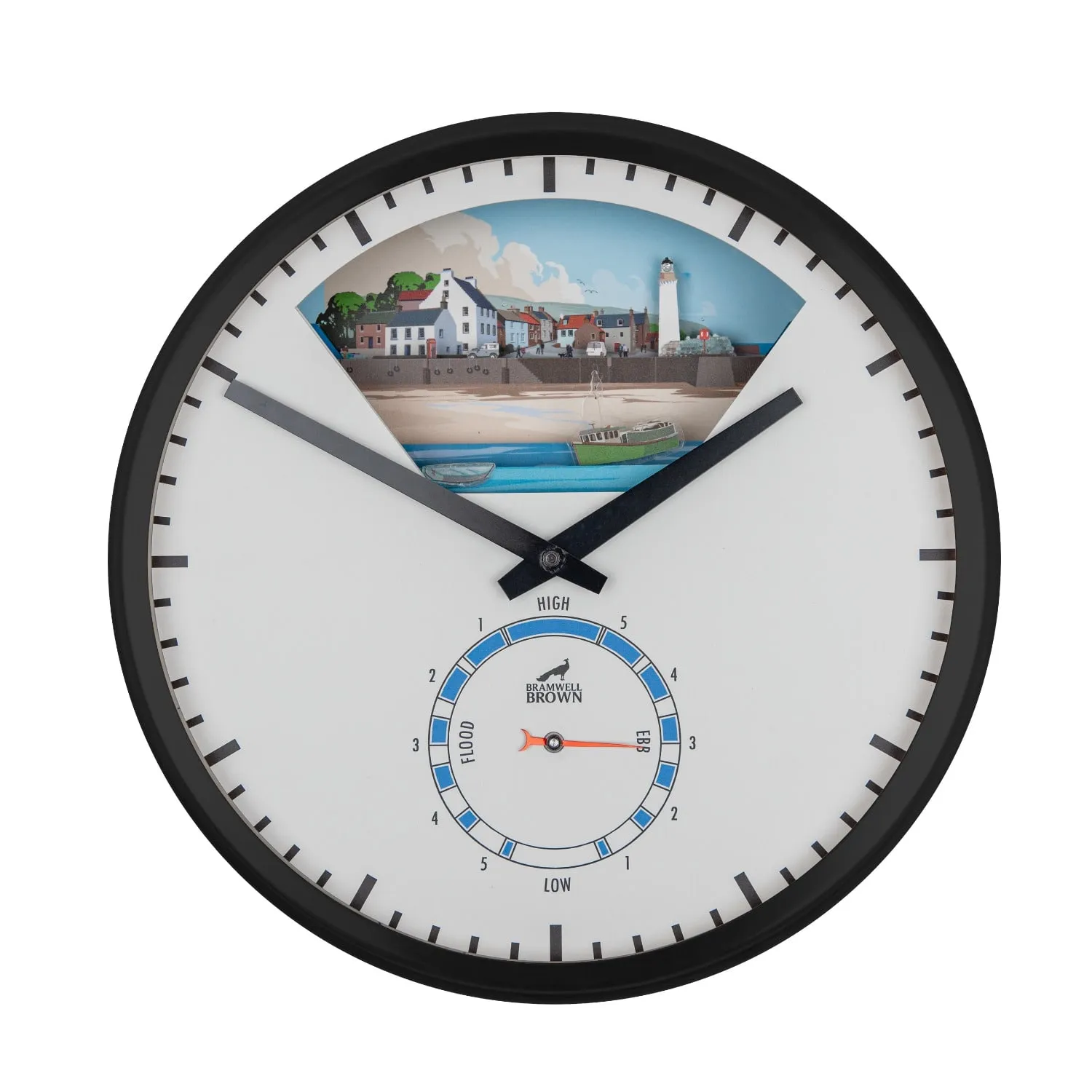 Tide Clock with Moving Harbour - Midnight Black image