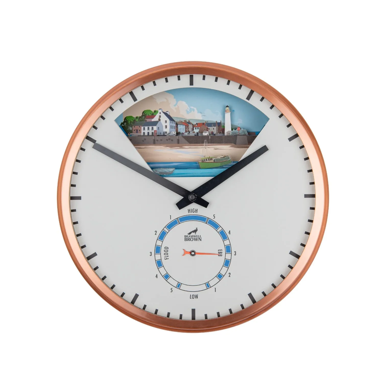 Tide Clock with Moving Harbour - Rose Gold, Copper Plated
