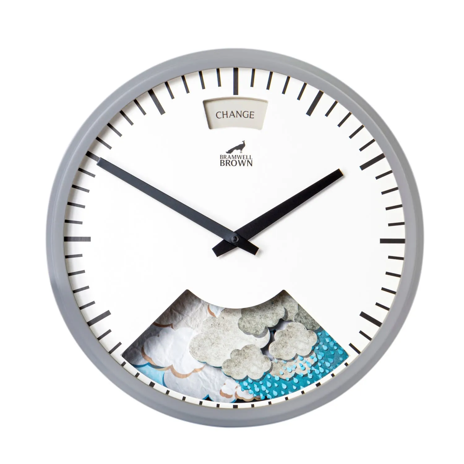 Weather Art Clock - Cloudy Grey