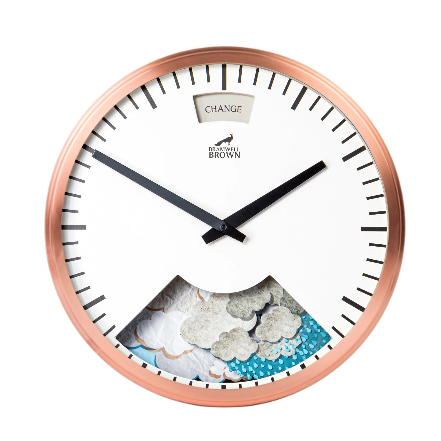 Weather Art Clock with Barometer - Rose Gold, Copper Plated