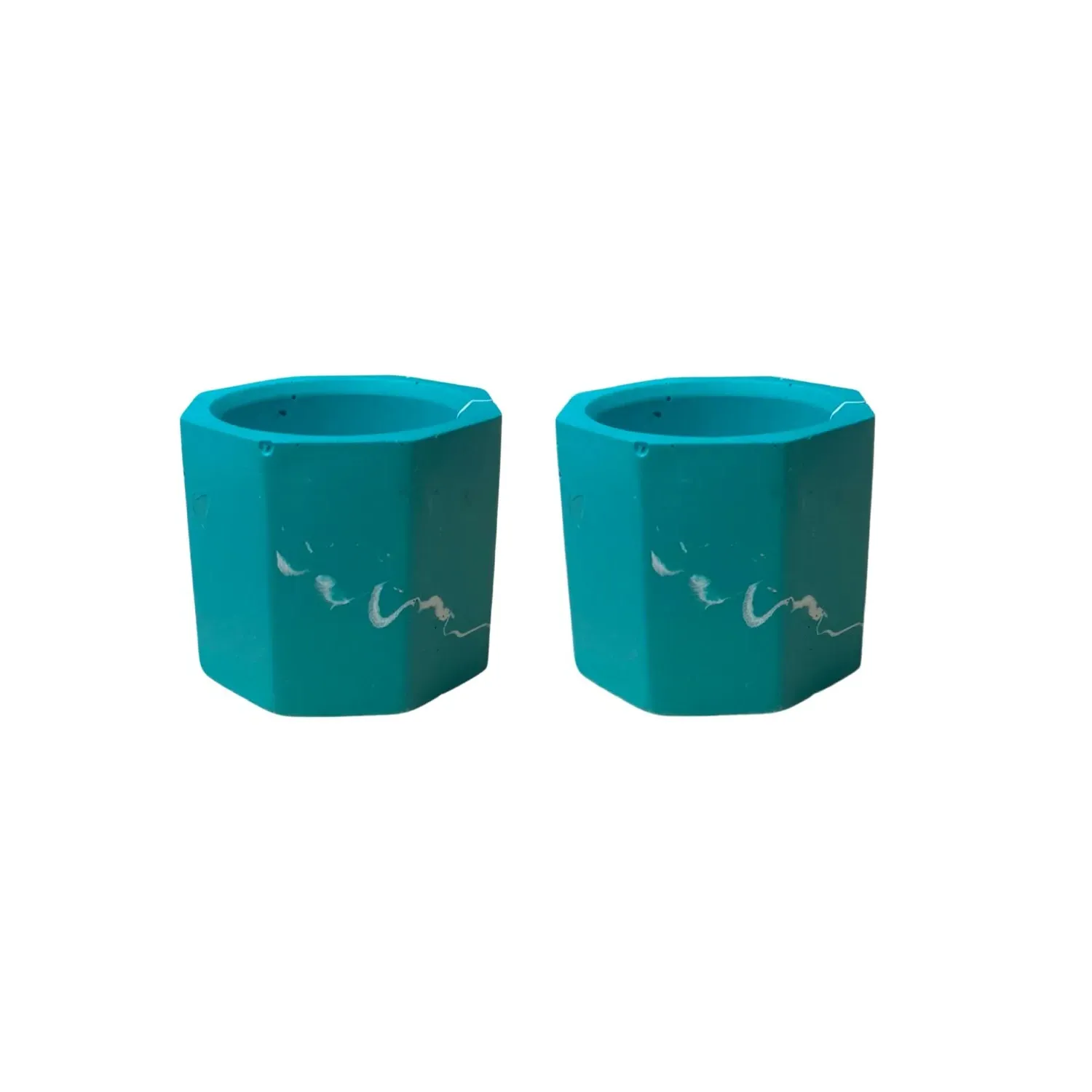 Festive Marbled Tealight Holder - Pair - Green image