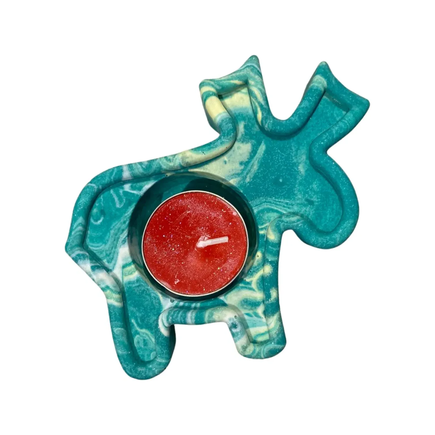 Large Reindeer Tealight Holder - Green