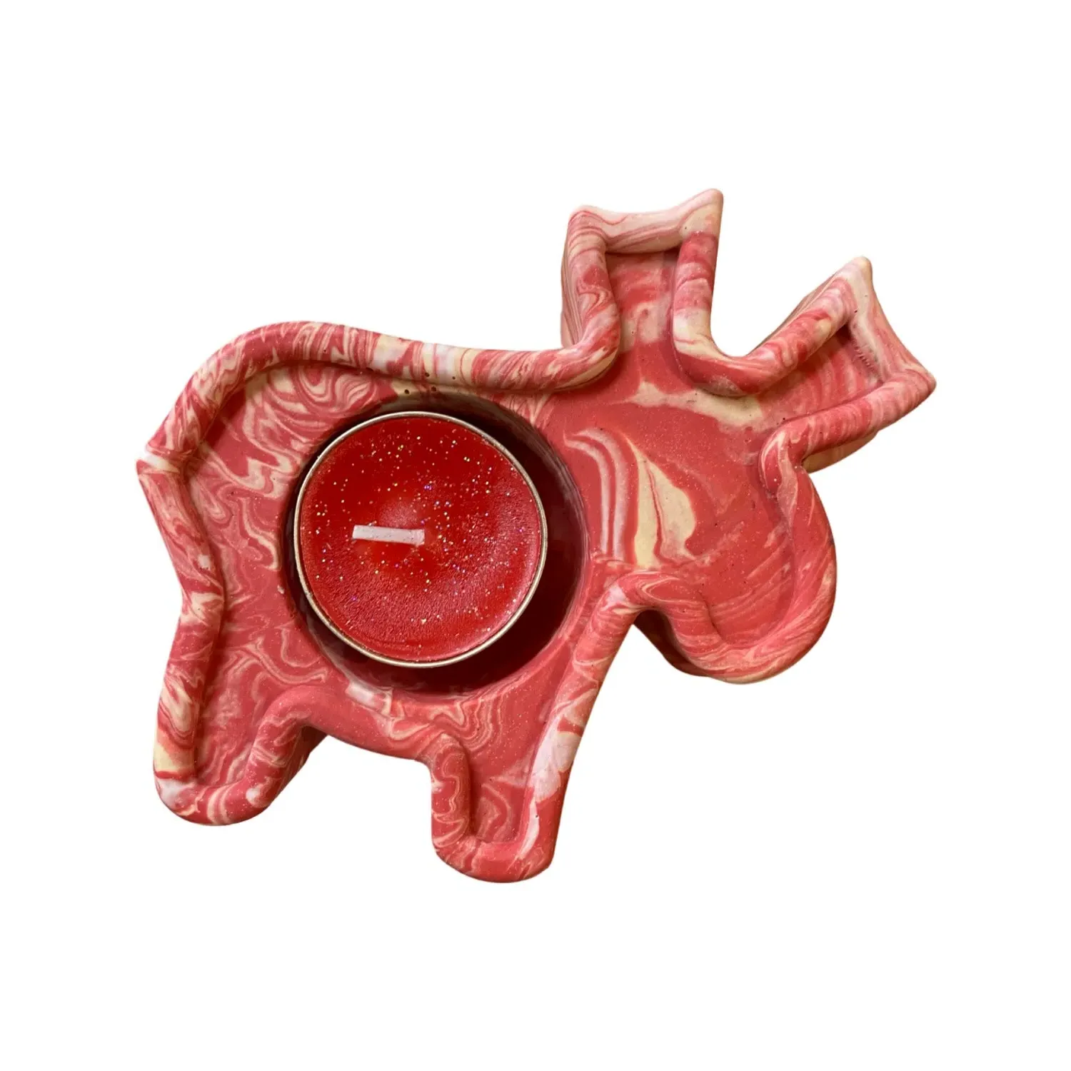 Large Reindeer Tealight Holder - Red