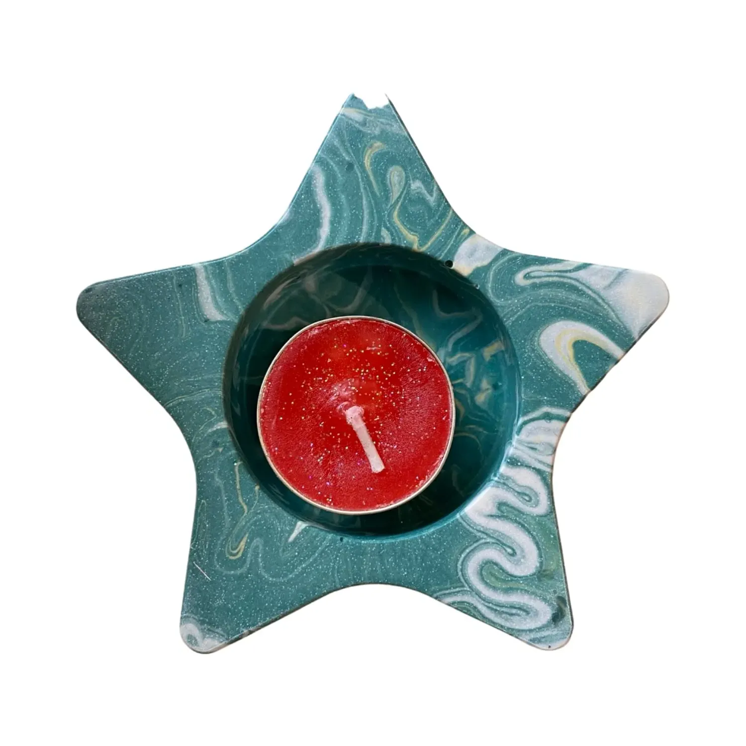 Large Starry Tealight Holder - Green