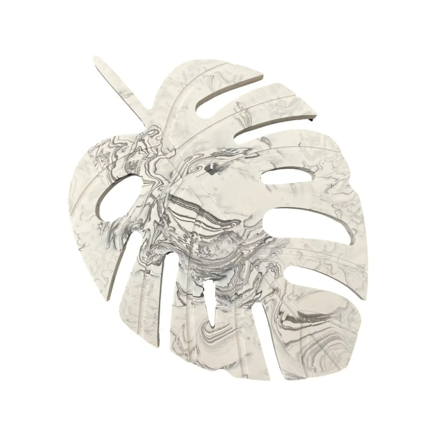 Monstera Leaf Marbled Tray - White image