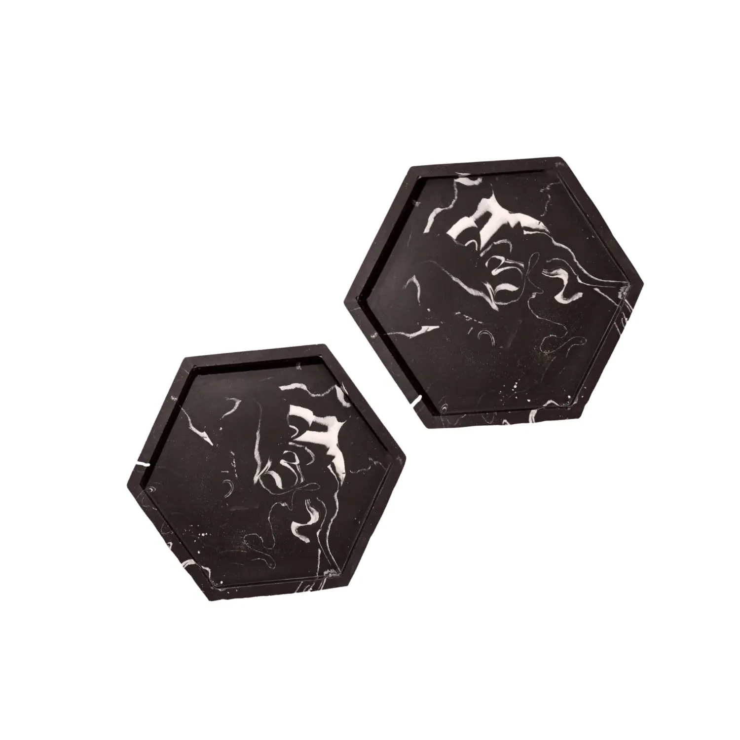 Panda Hex Trays - Black, Marble Finish