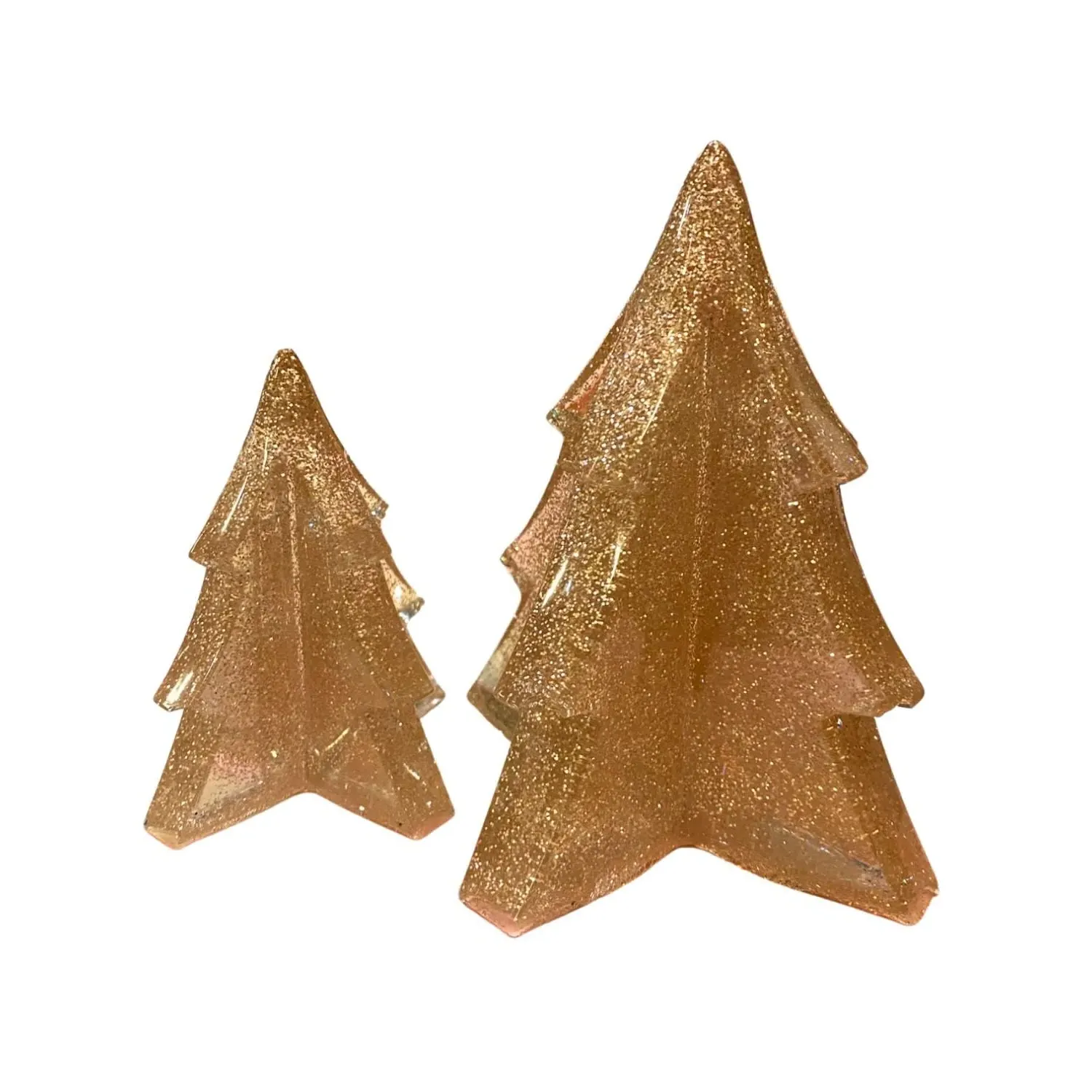 Sparkly Christmas Tree Pair - Gold