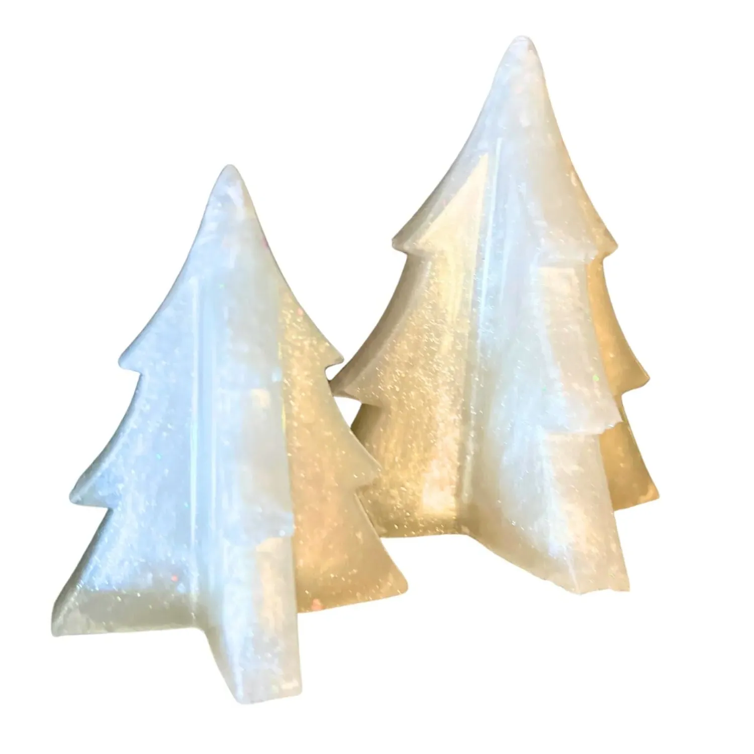 Sparkly Christmas Tree Pair - White