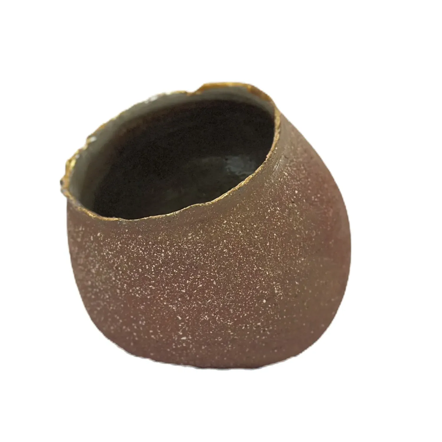 Salt Pig with Gold Lustre Rim - Pink, Clay image