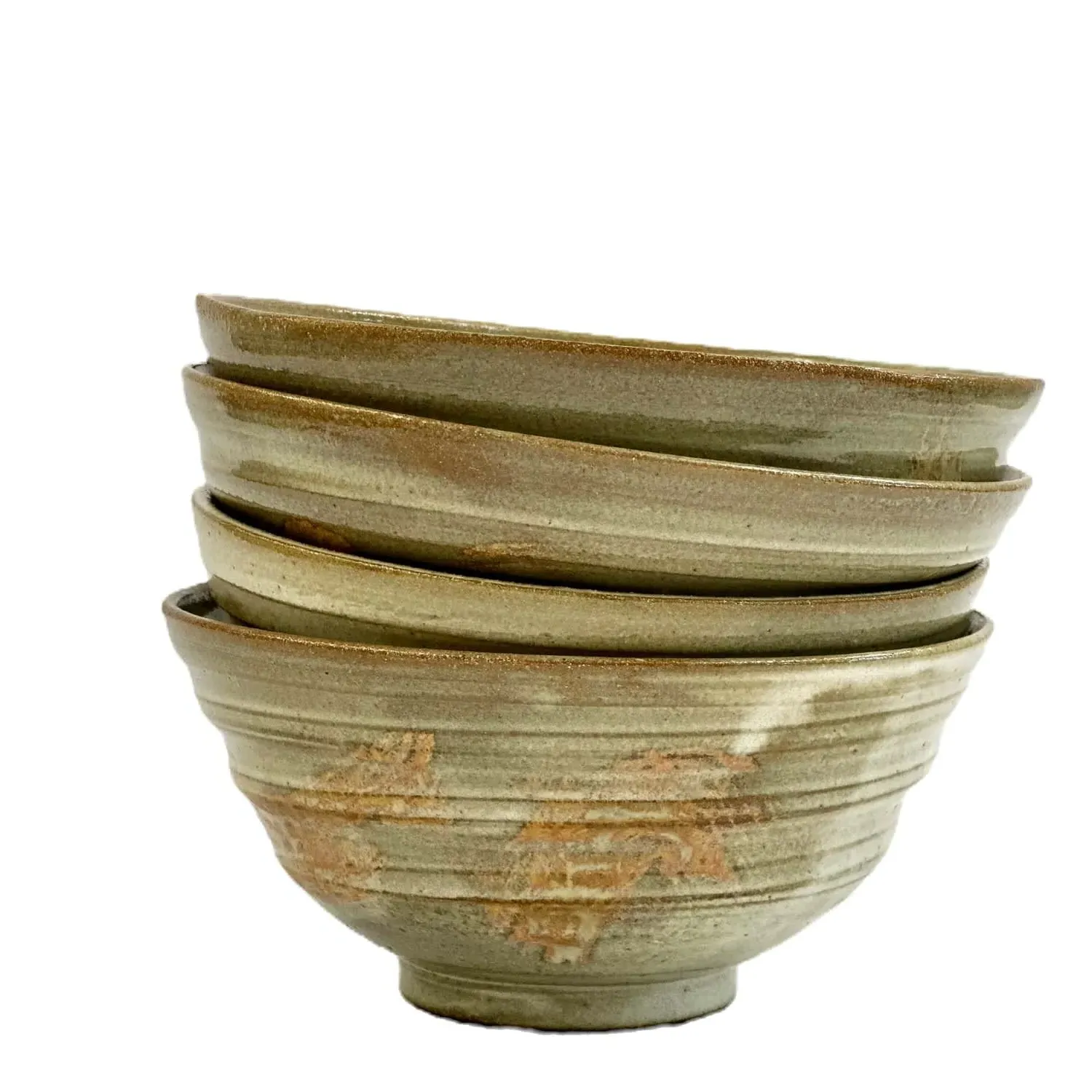 Set of Six Handmade Ramen Bowls - Grey