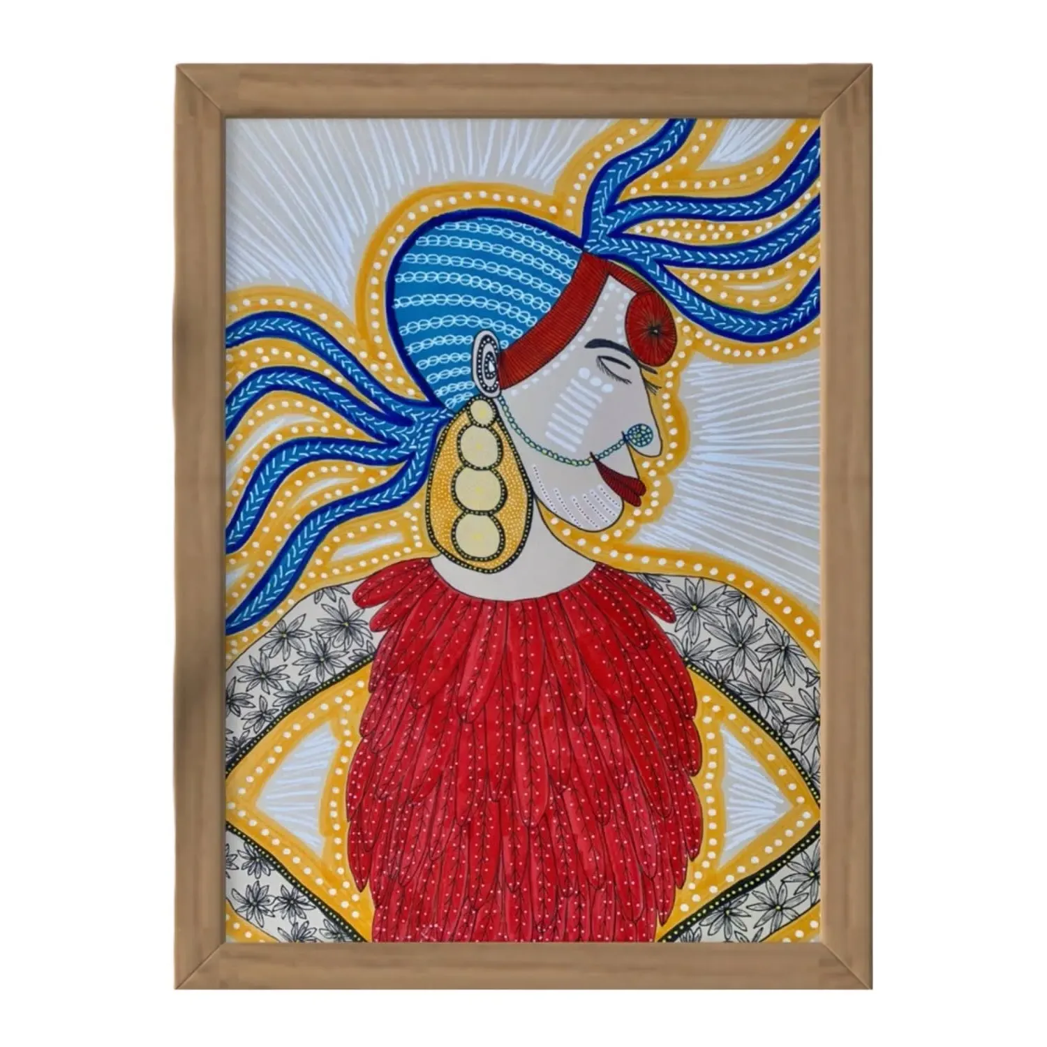 Maïre A3 Art Print with Oak Frame - Red
