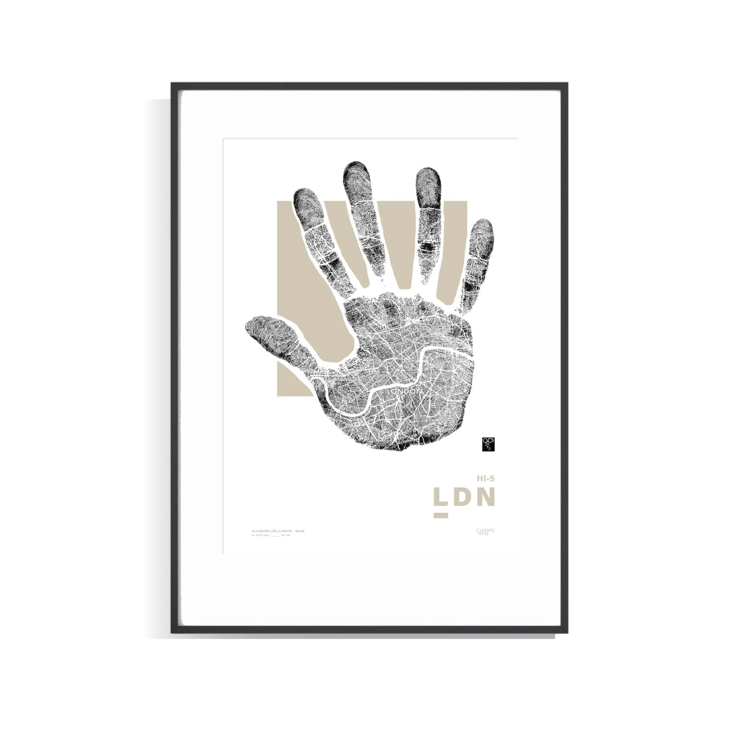 Hi-Five Series London A3 Limited Edition Print - Beige