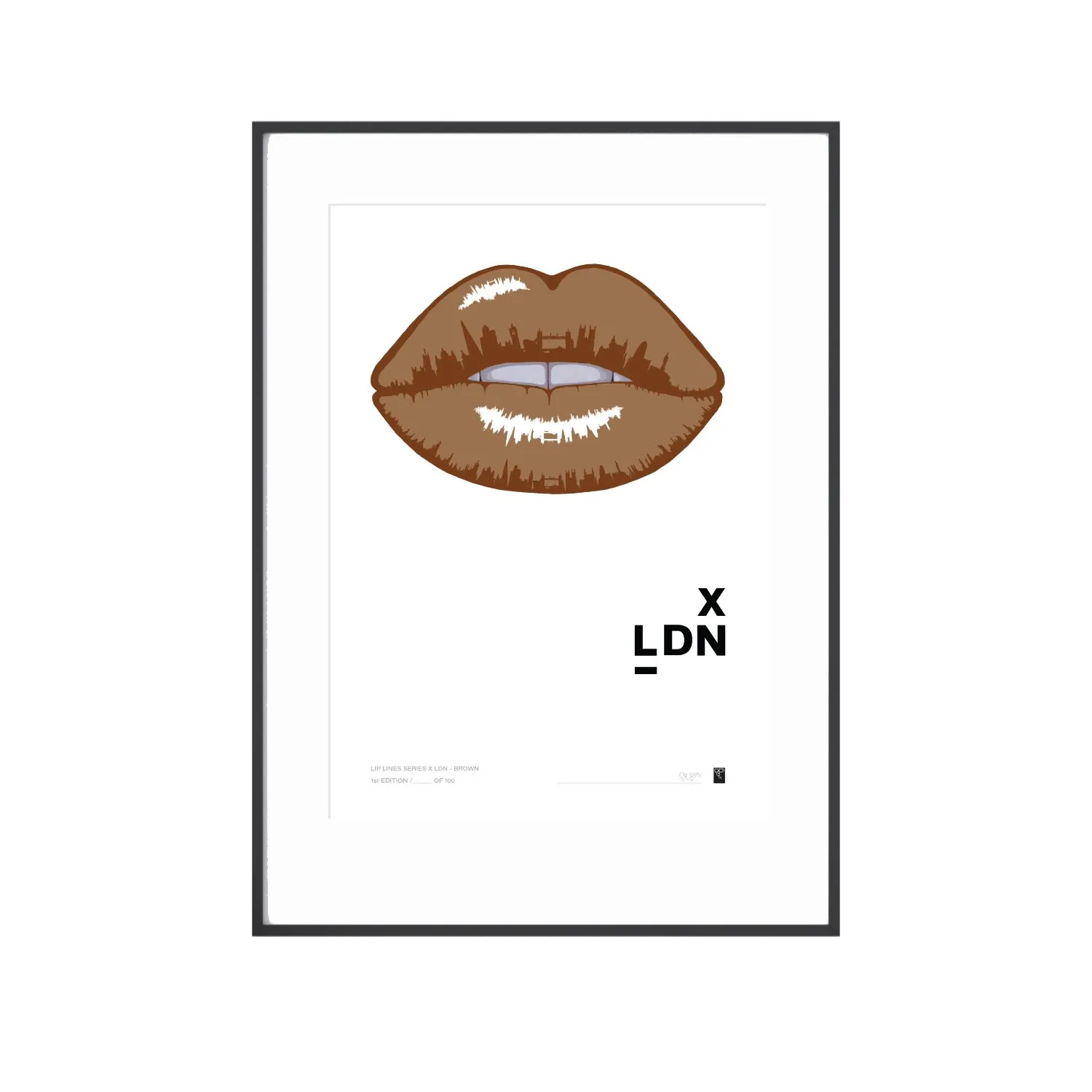 Lip Lines Series X Ldn A3 Art Print - Brown