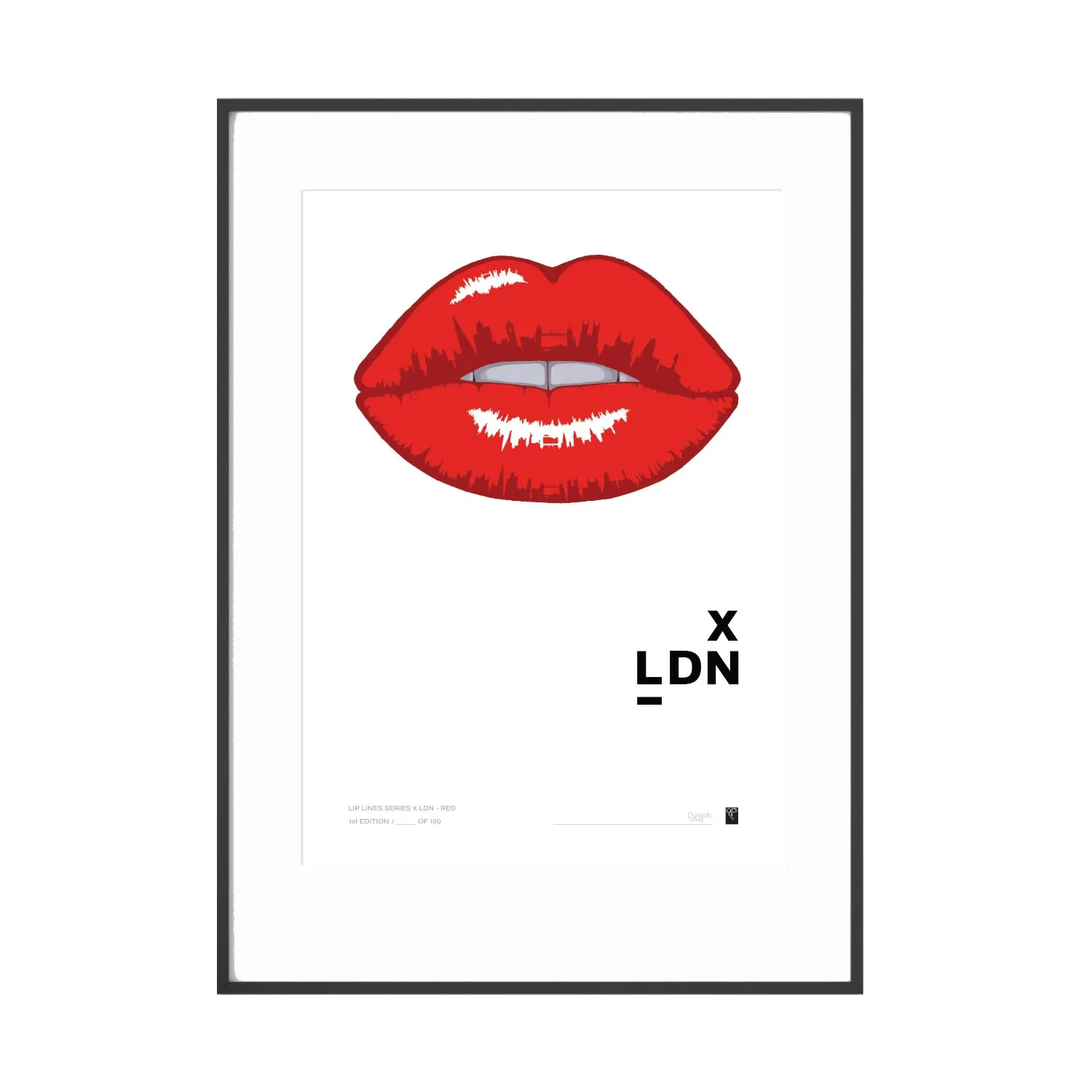 Lip Lines Series X Ldn A3 Art Print - Red