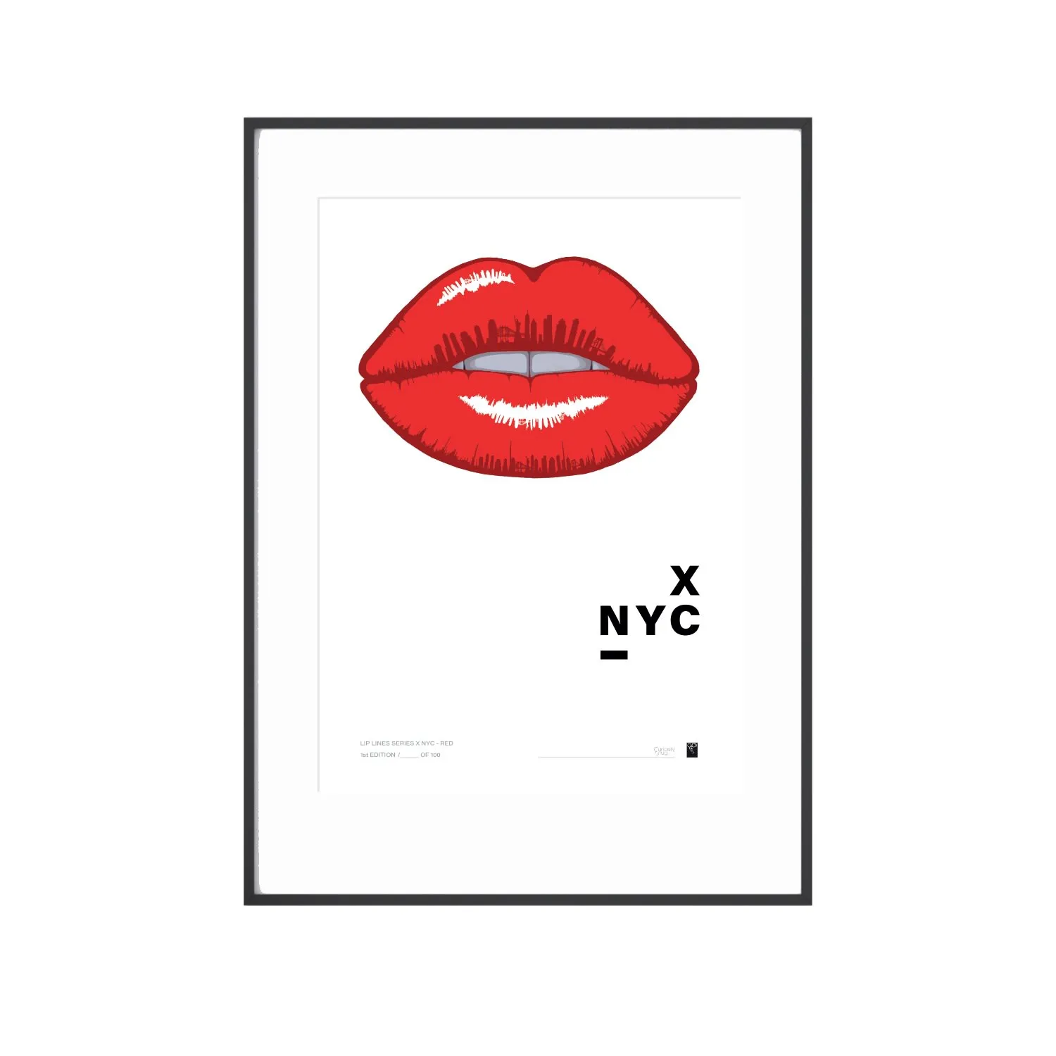 Lip Lines Series X Nyc A3 Art Print - Red