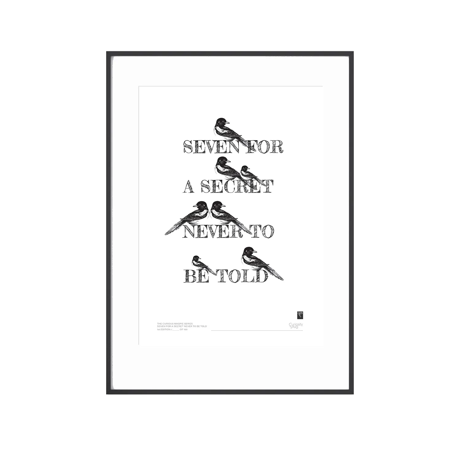Magpie Series A3 Art Print - Seven For A Secret - Black