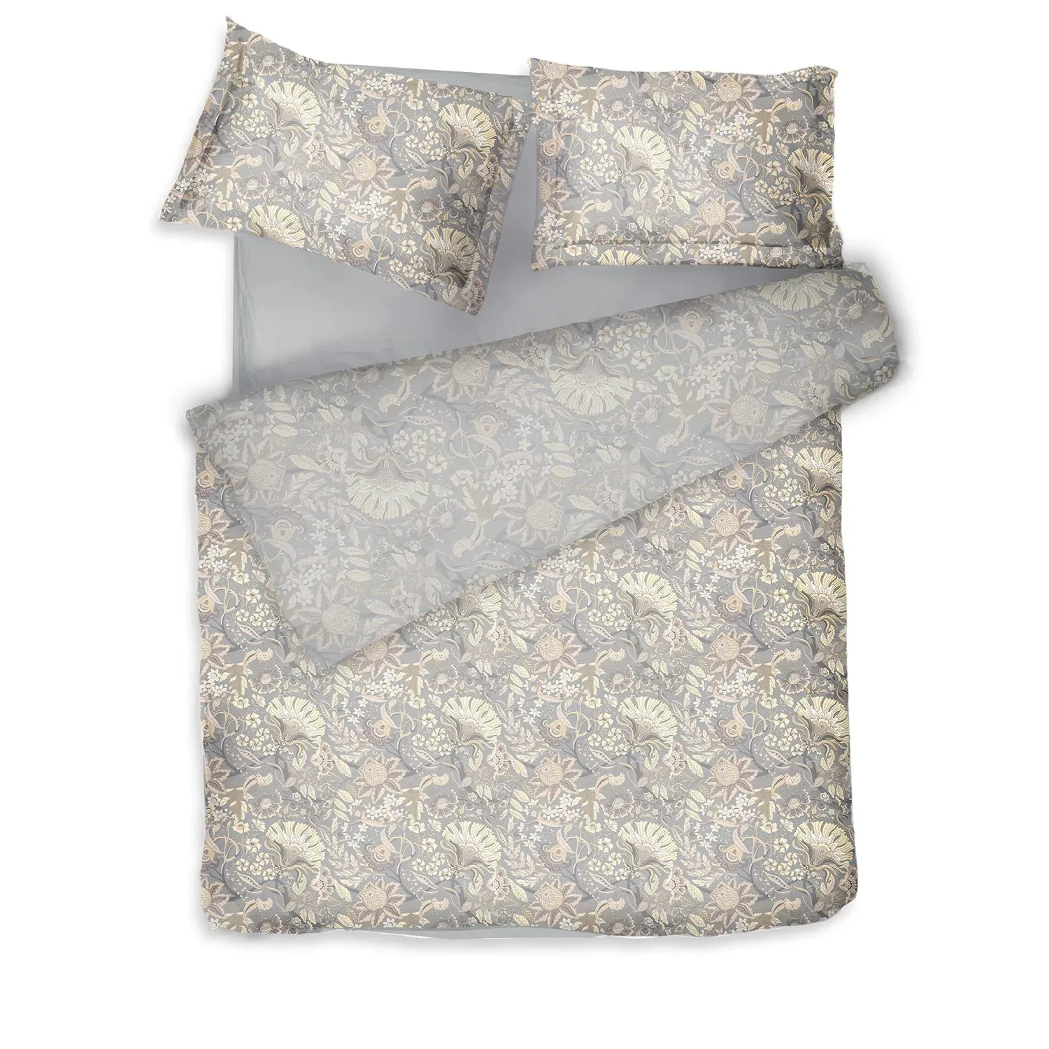 Boho Fog Double Sateen Bed Linen Set - Grey, Cotton
