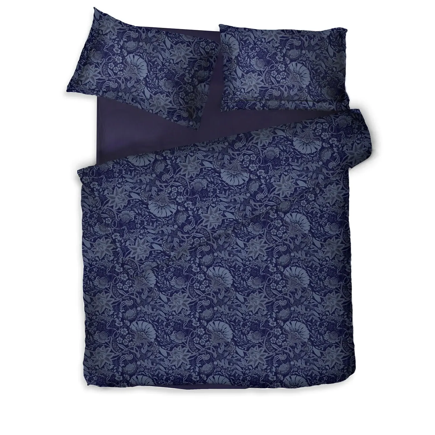 Boho Queen Sateen Bed Linen Set - Blue, Cotton