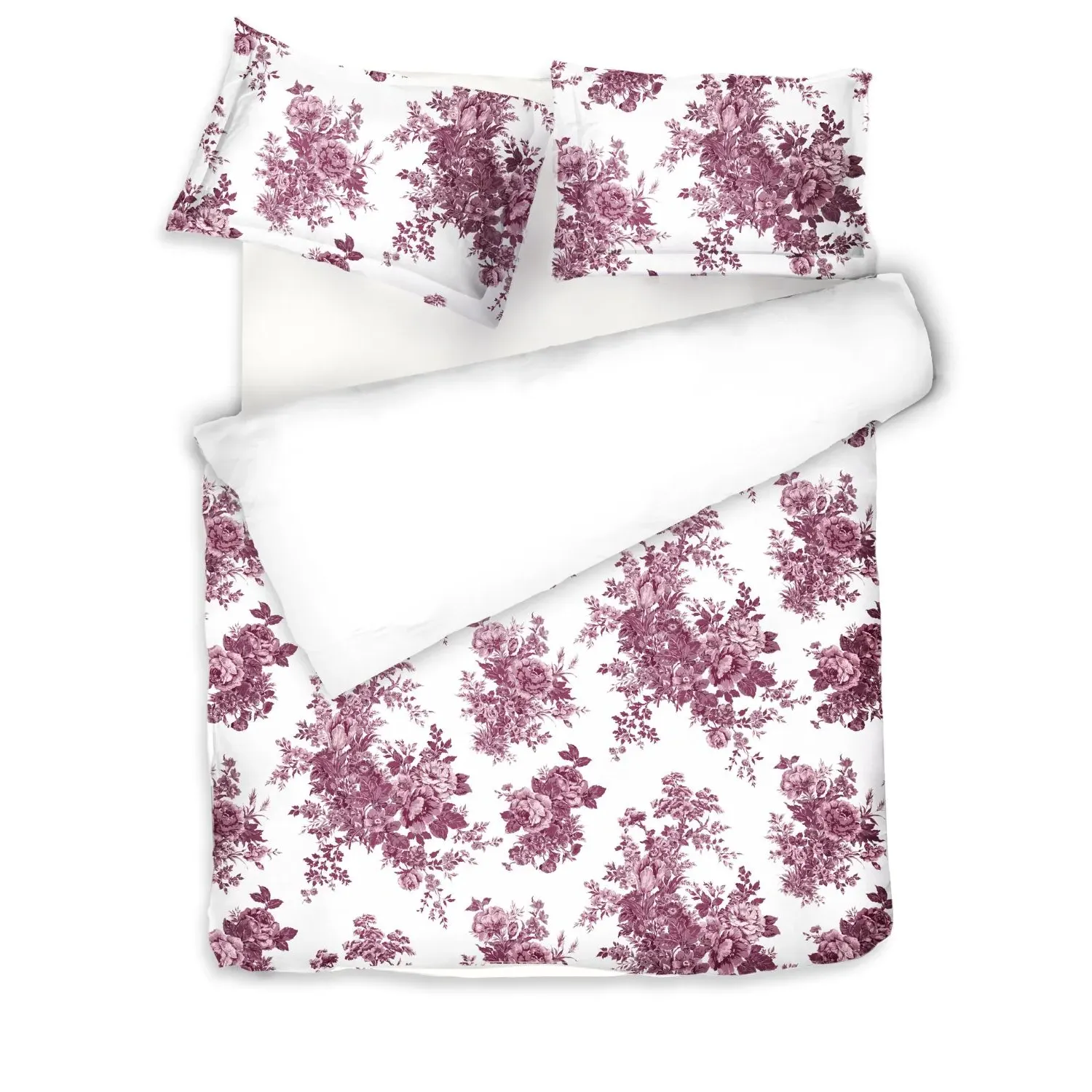 Eternal Rose Burgundy US Twin Bedding Set - White/Red, Cotton