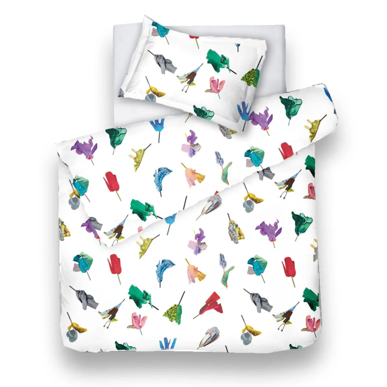 Fashionista Blanc Single Bedding Set - White, Cotton