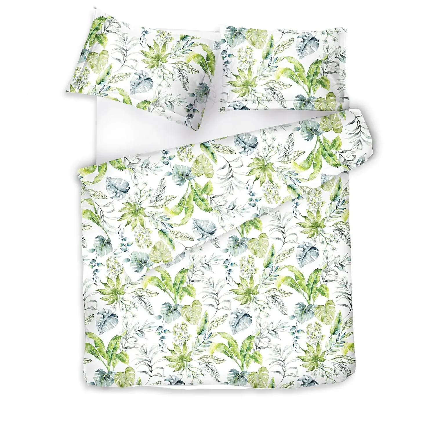 Flora Costera King Size Bed Linen Set - Green/White, Cotton