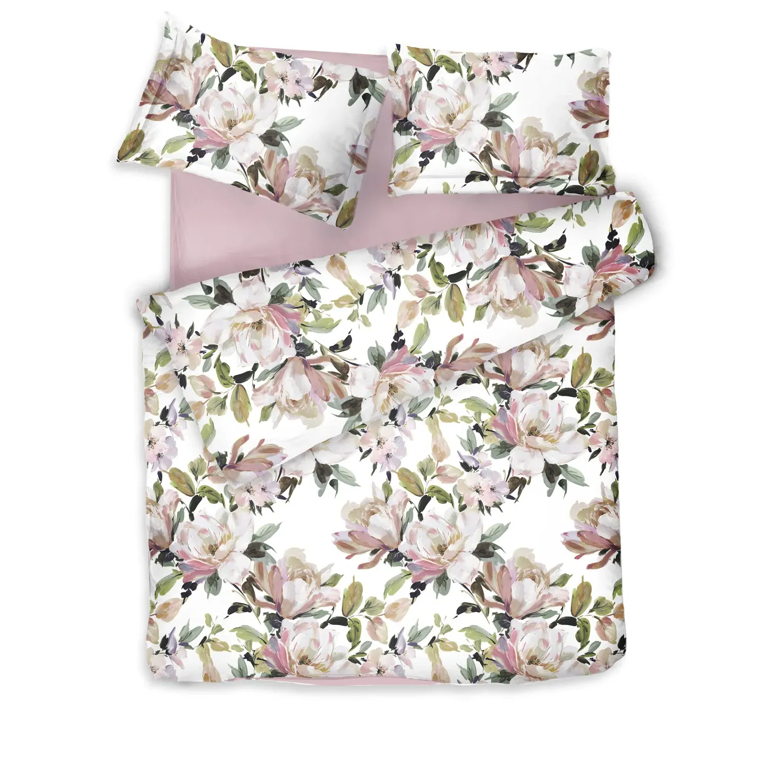 Harmony Sateen Bed Linen Set - White/Green image