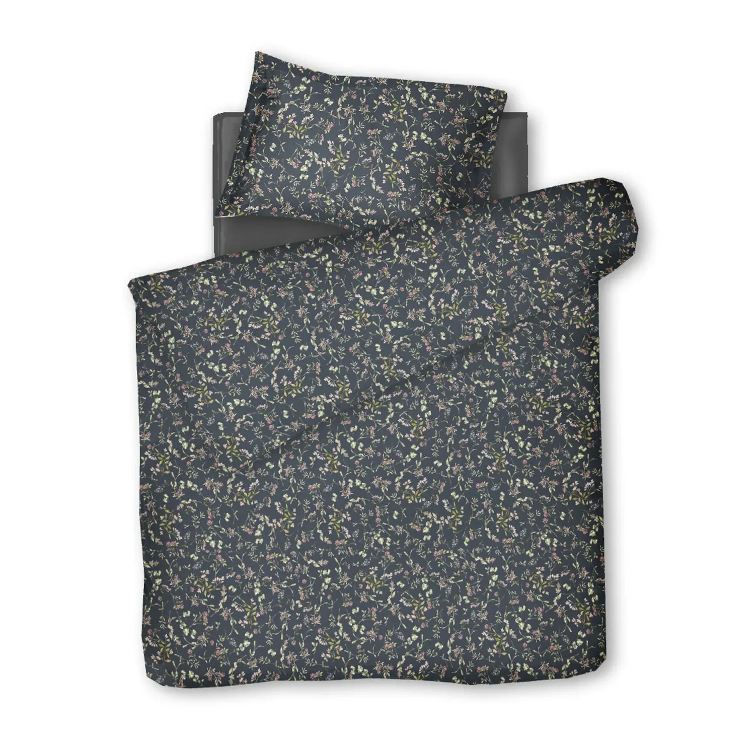 Herbary Single Bed Linen Set - Dark Grey, Sateen image