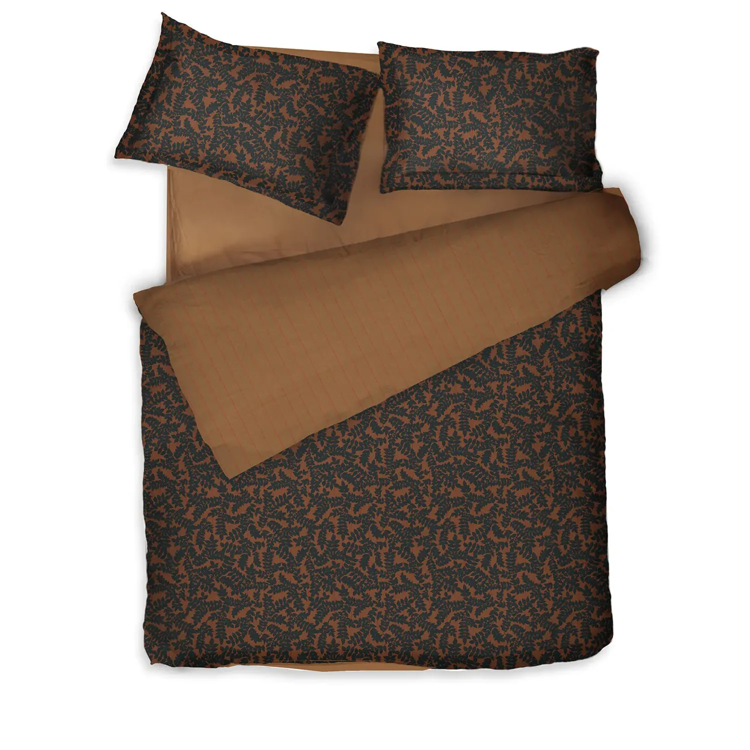 Jaquard Cinnamon Single Bed Linen Set - Brown, Cotton Sateen image