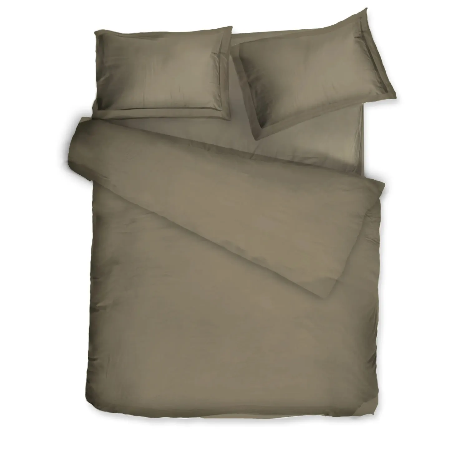King Size Sateen Bed Linen Set - Khaki, Cotton