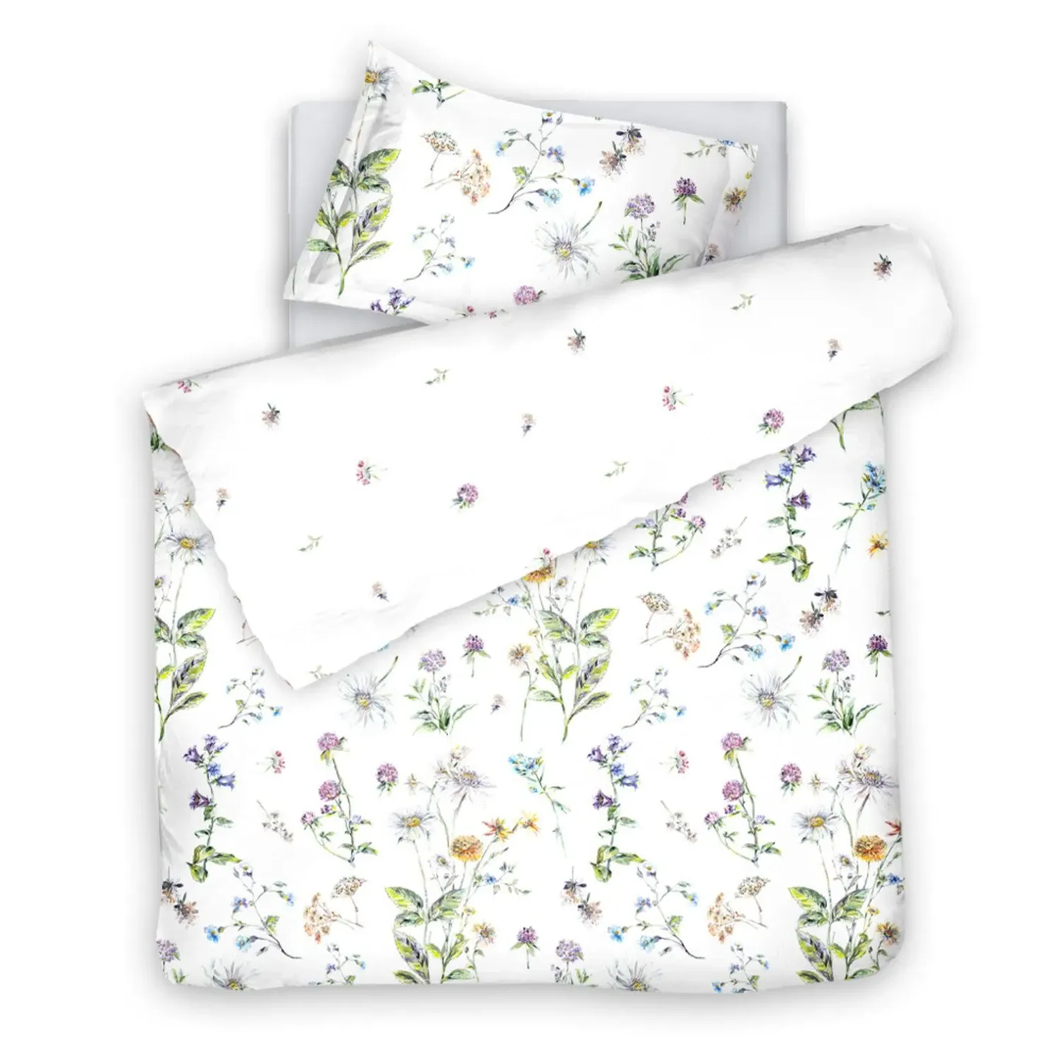 Midsummer Floral Bedding Set US Twin - White, Cotton Sateen
