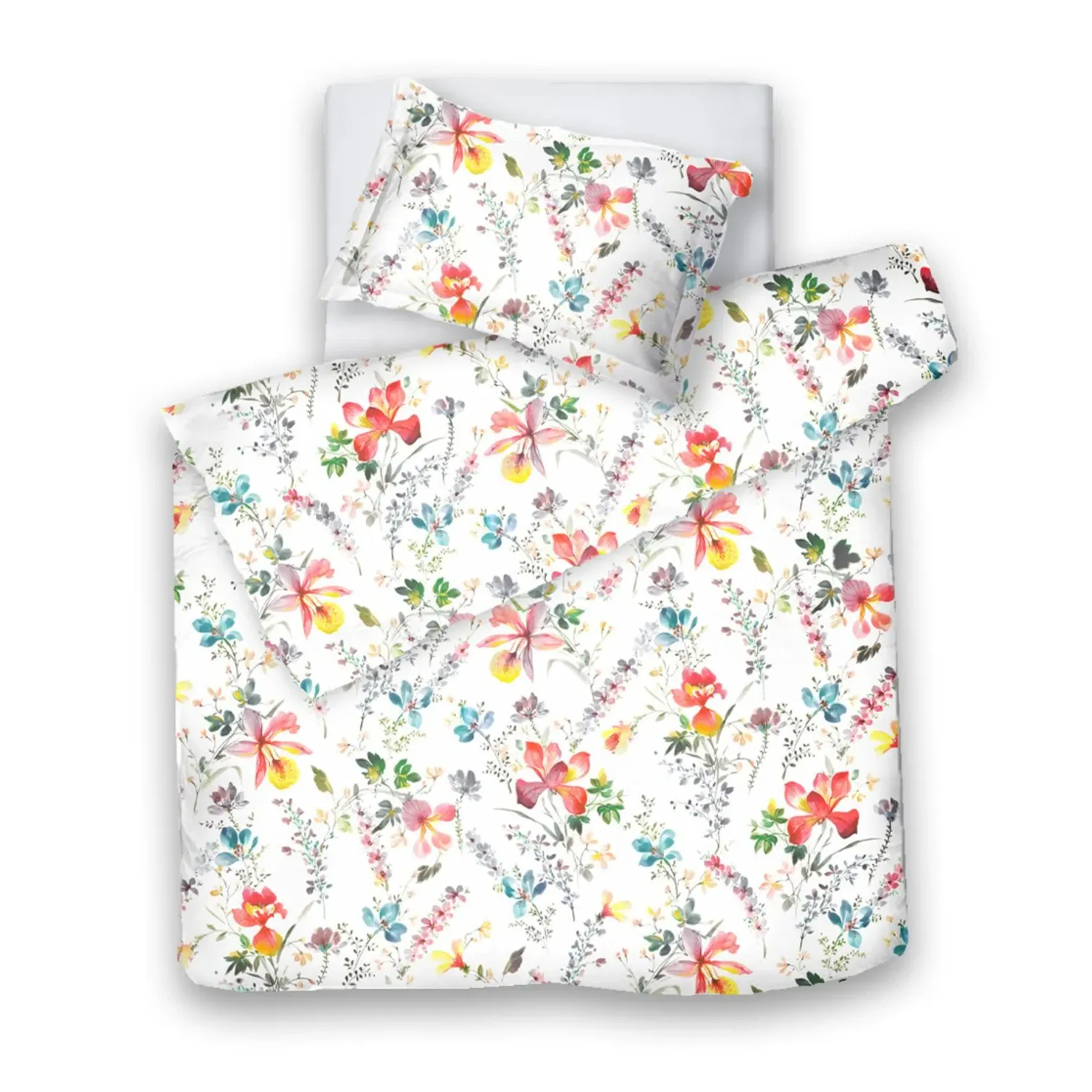 Monday Blooms Single Bedding Set - White, Cotton Sateen image