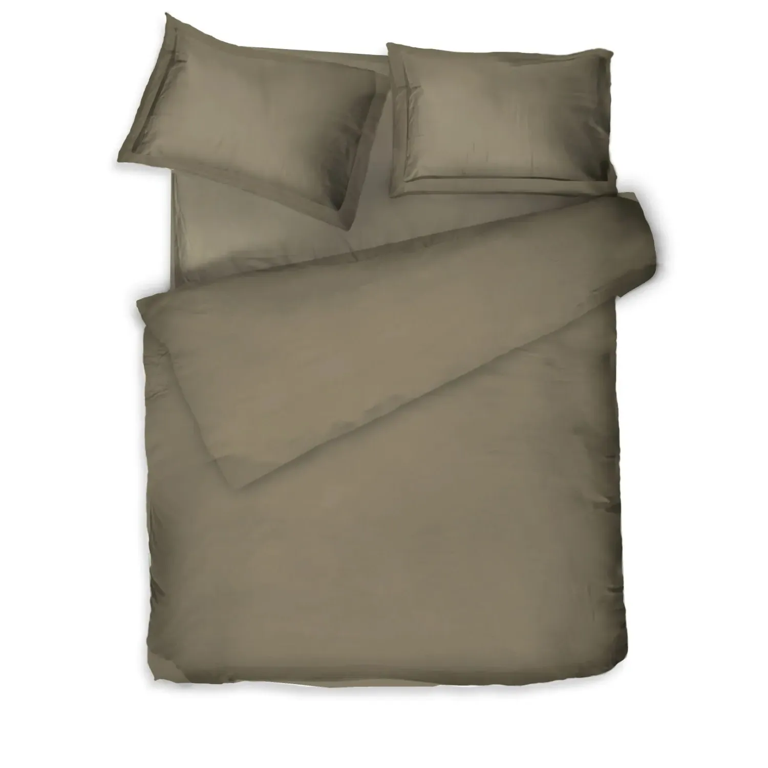 Queen Size Sateen Bed Linen Set - Brown/Green