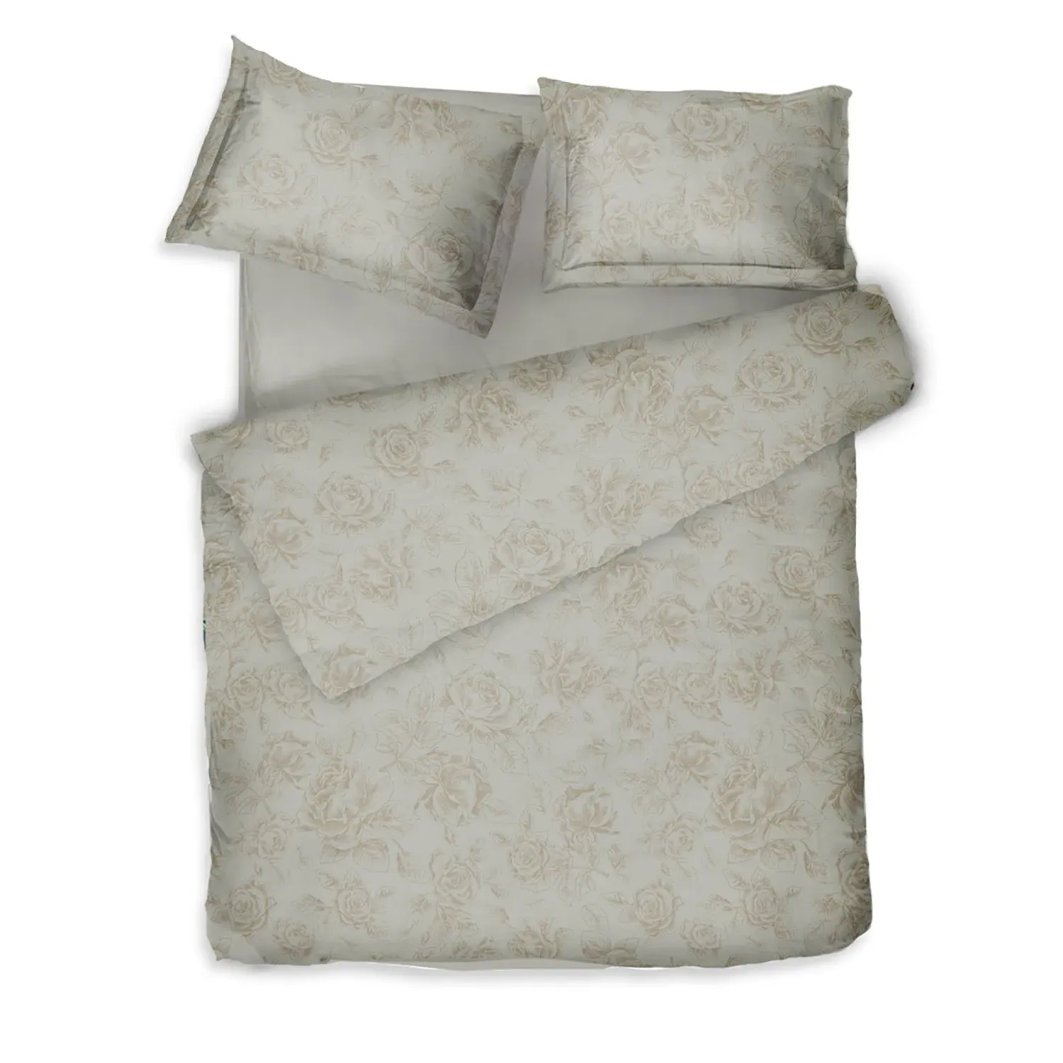 Rose Line Almond Single Bed Linen Set - Brown, Cotton Sateen image