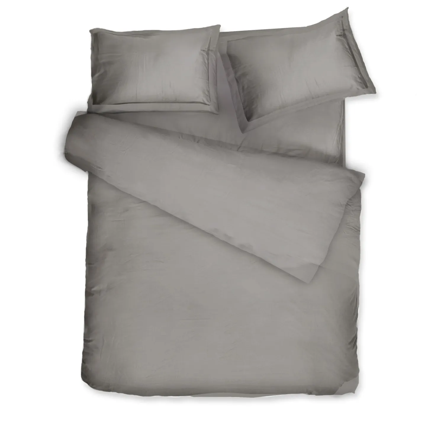 Sateen Bed Linen Set Solid Taupe - Grey, Cotton