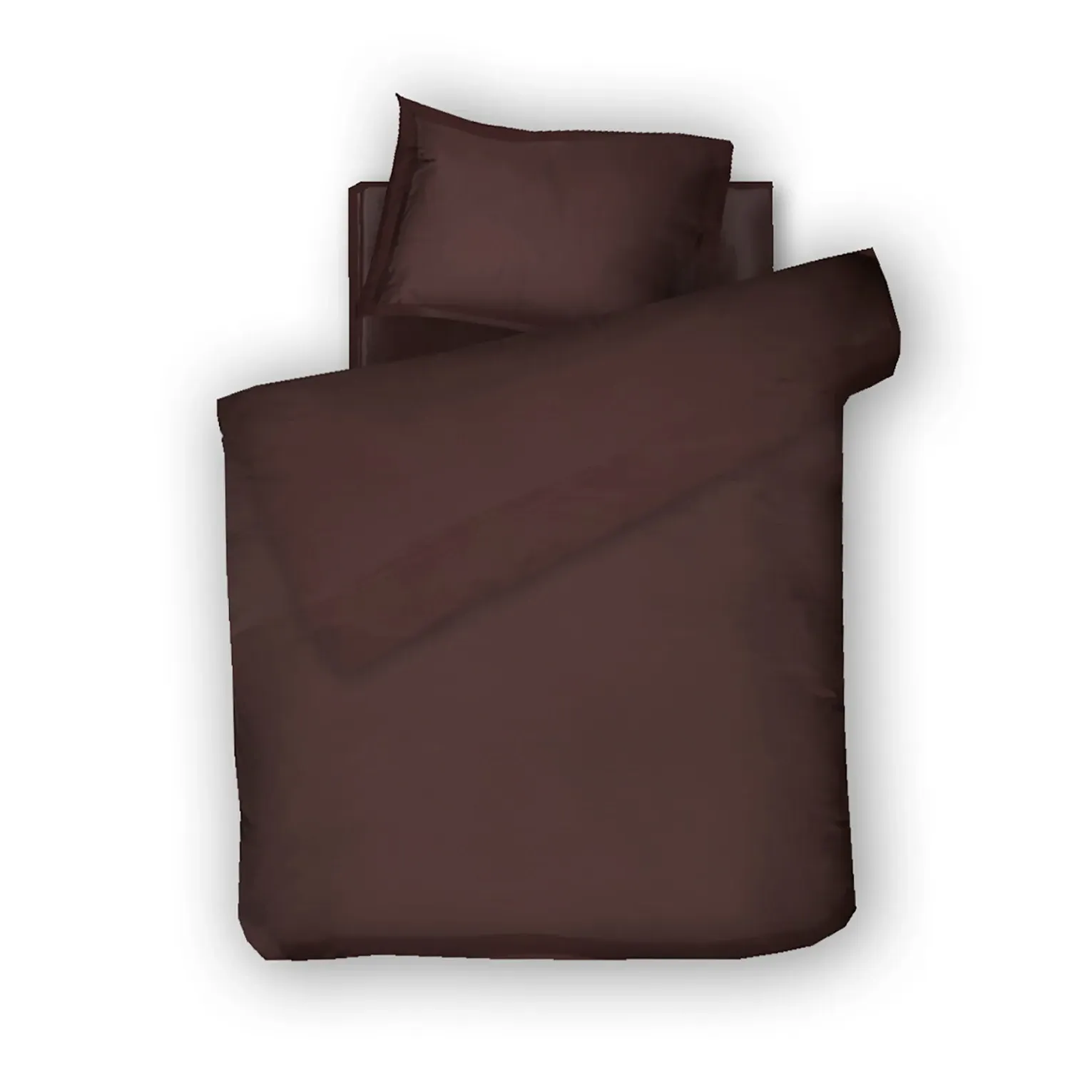 Single Size Bed Linen Set Solid Chocolate Oud - Brown, Cotton image
