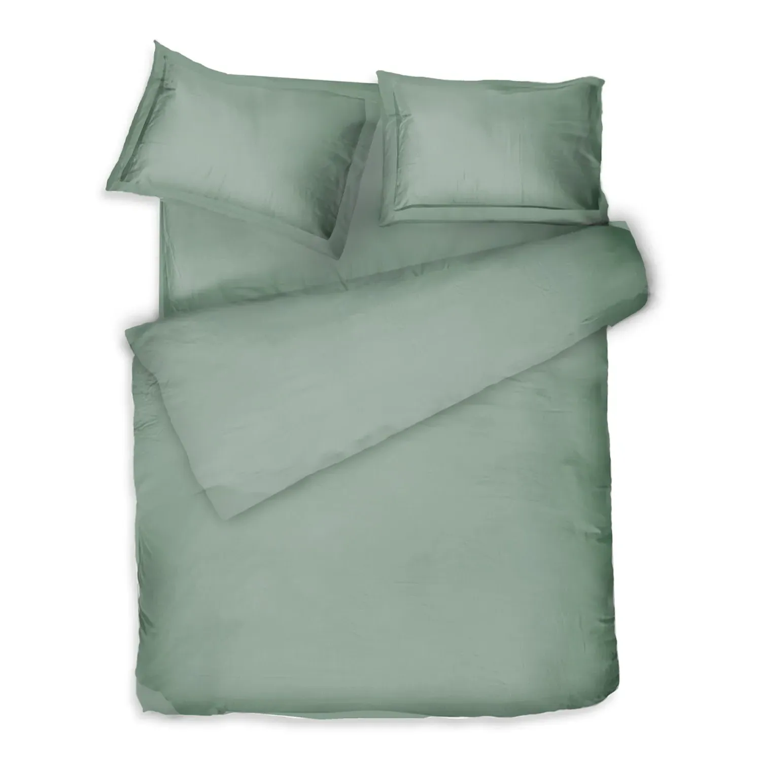 Solid Salvia Queen Size Bed Linen Set - Green, Cotton Sateen